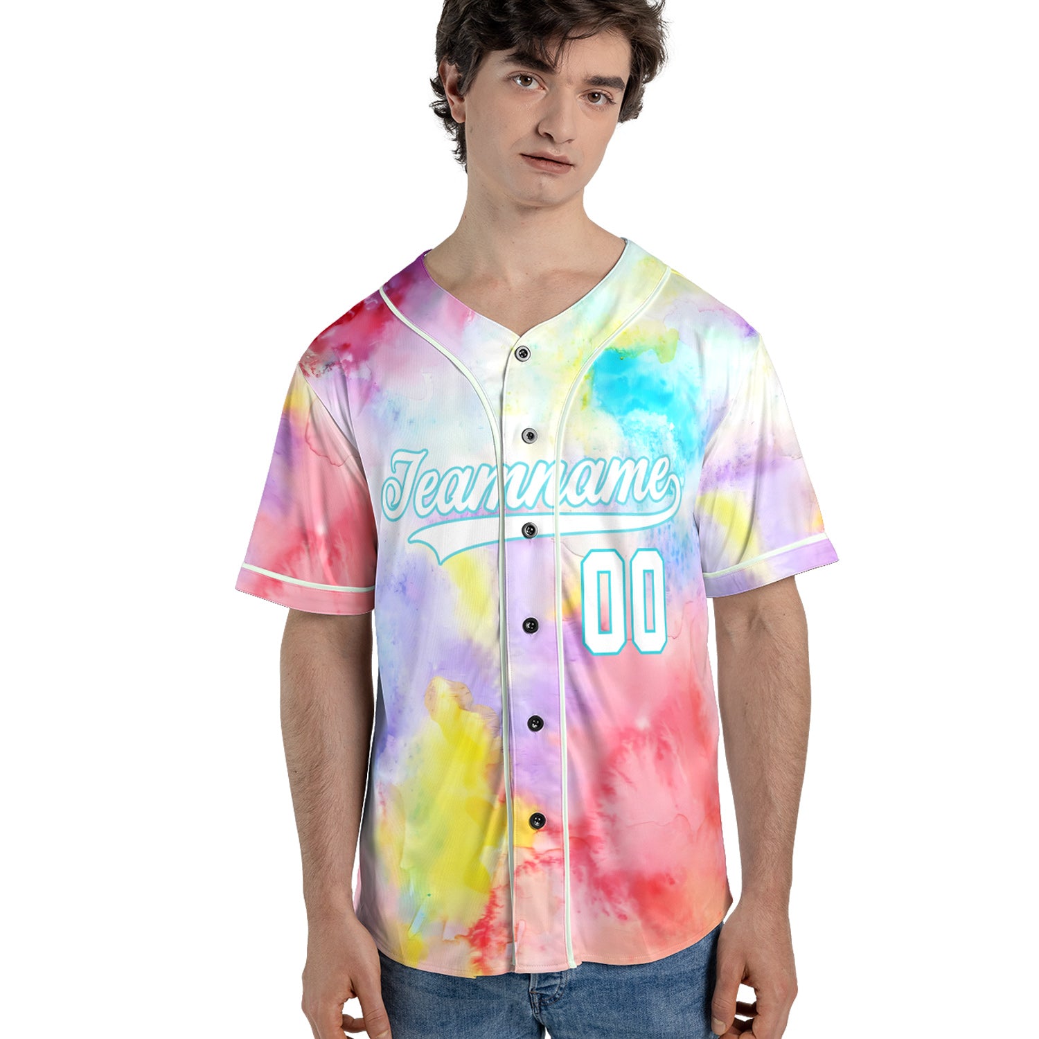 Custom Pastel Splash Baseball Jersey – Watercolor Vibe Drop