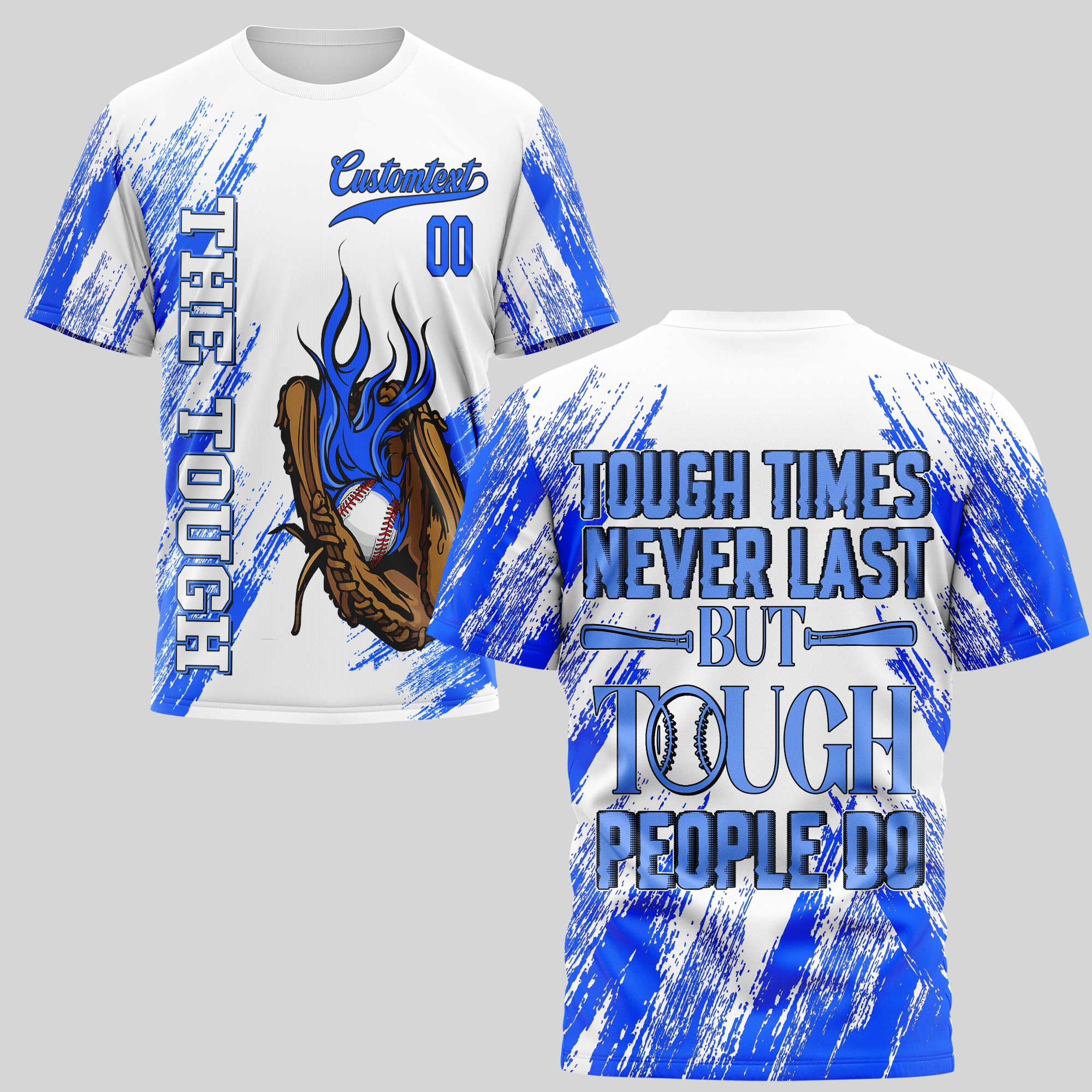 Tough People Never Fall Custom All Over Print Baseball T-Shirt