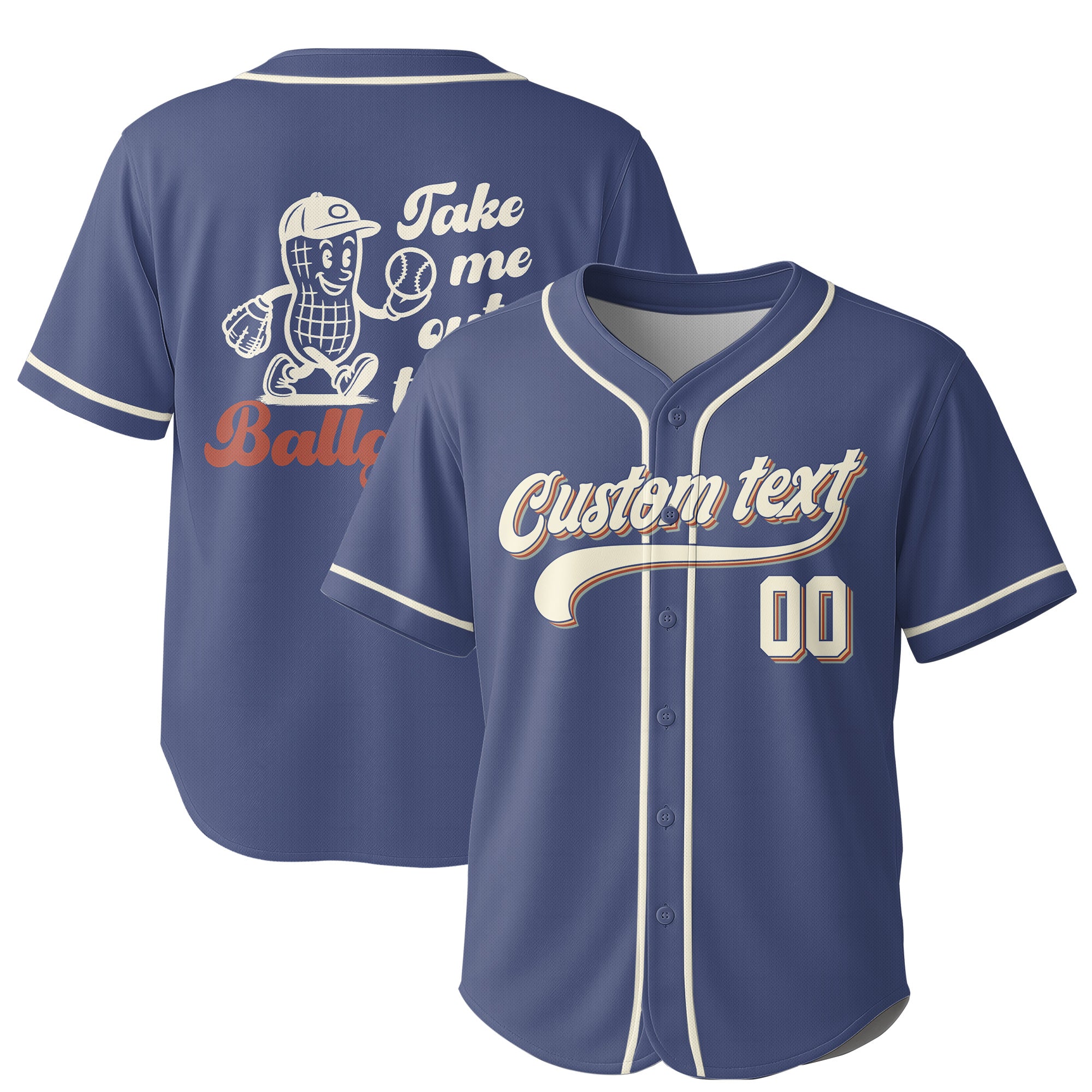 Custom Name Custom Number - Cream Retro Take Me Out To The Ball Game - Basbeall Jersey Lovers