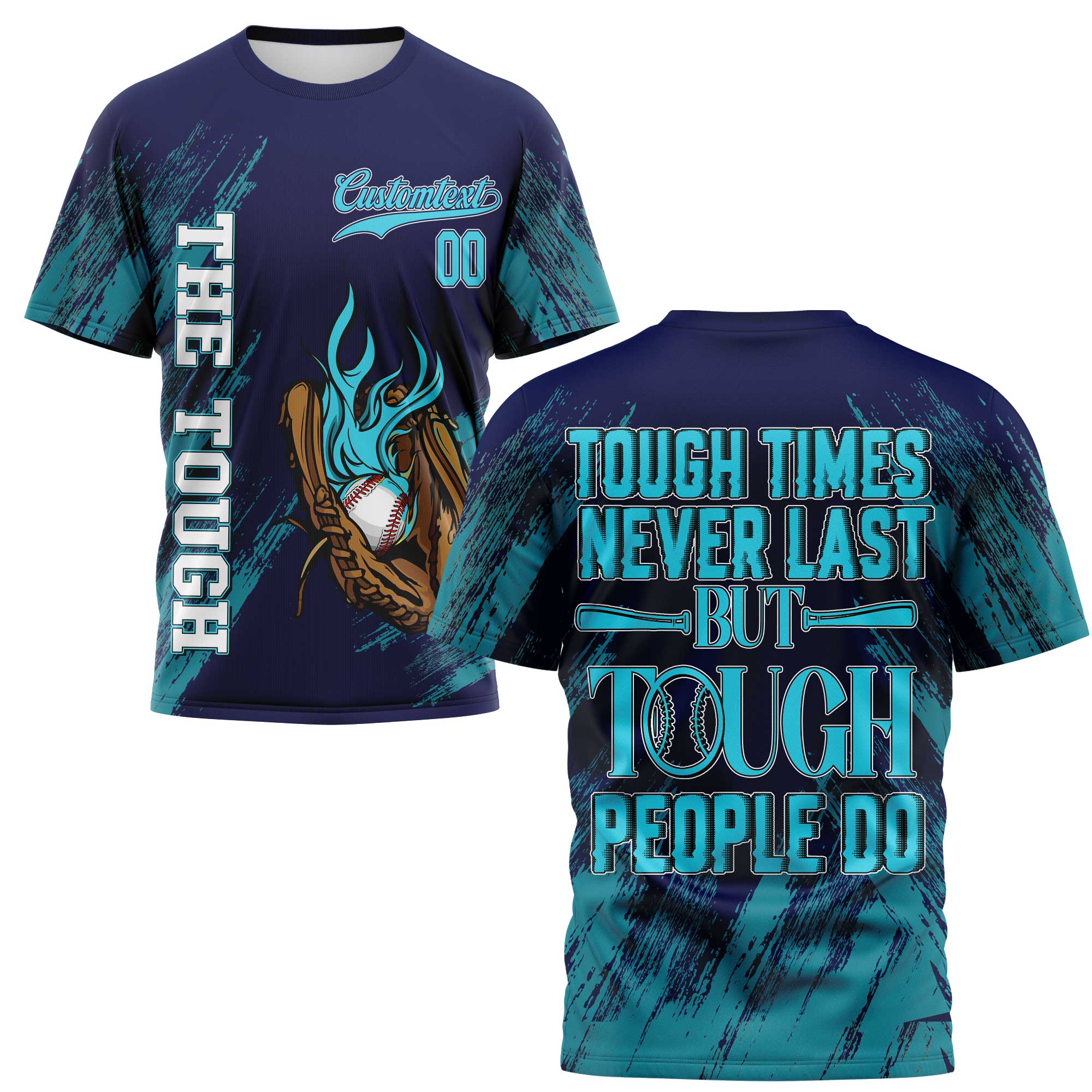 Tough People Never Fall Custom All Over Print Baseball T-Shirt