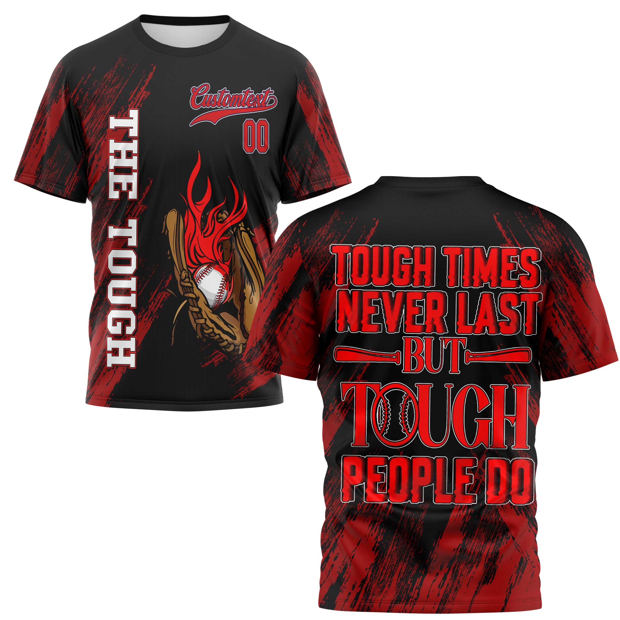 Tough People Never Fall Custom All Over Print Baseball T-Shirt