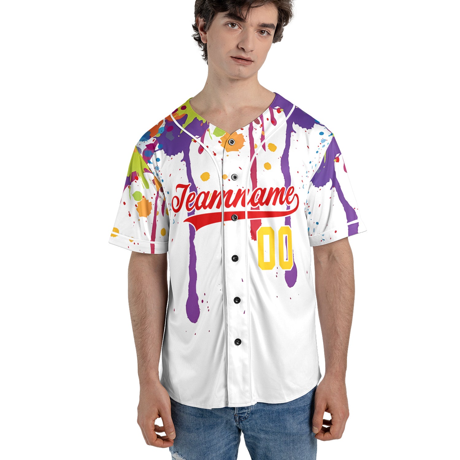 Custom Paint Splash Baseball Jersey – Color Riot Edition