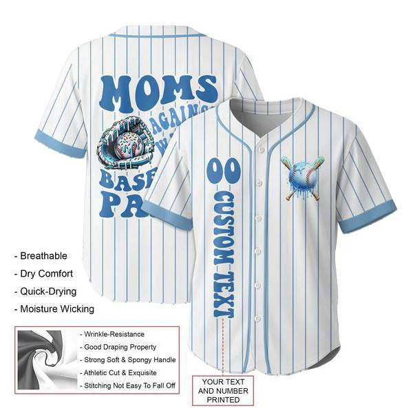Custom Moms Against White Baseball Pants - Baseball Jersey - Baseball Jersey for Mom
