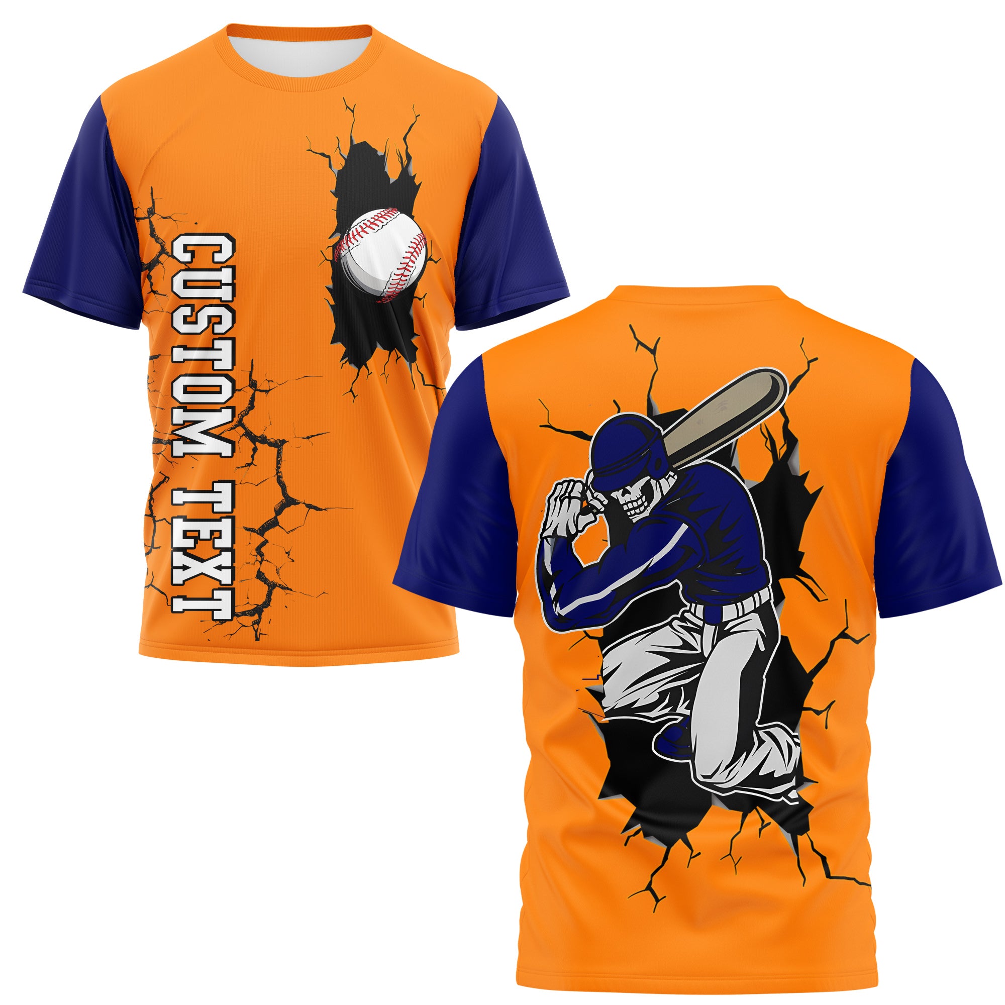 Custom Raglan All Over Print T-Shirt - Baseball Skeleton