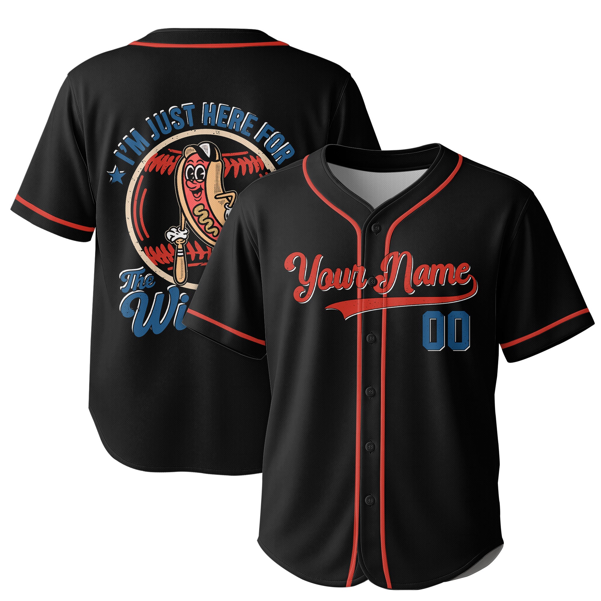 I'm Just Here For The Wiener - Custom Fouth of July Vintage Baseball Jersey