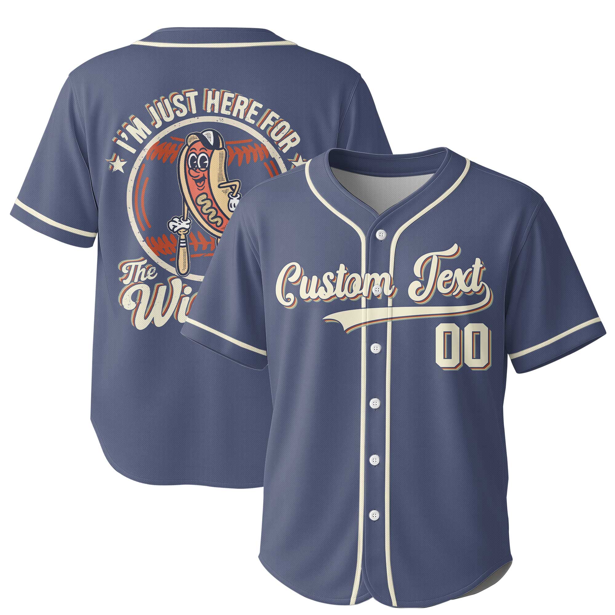 I'm Just Here For The Wiener - Custom Fouth of July Vintage Baseball Jersey