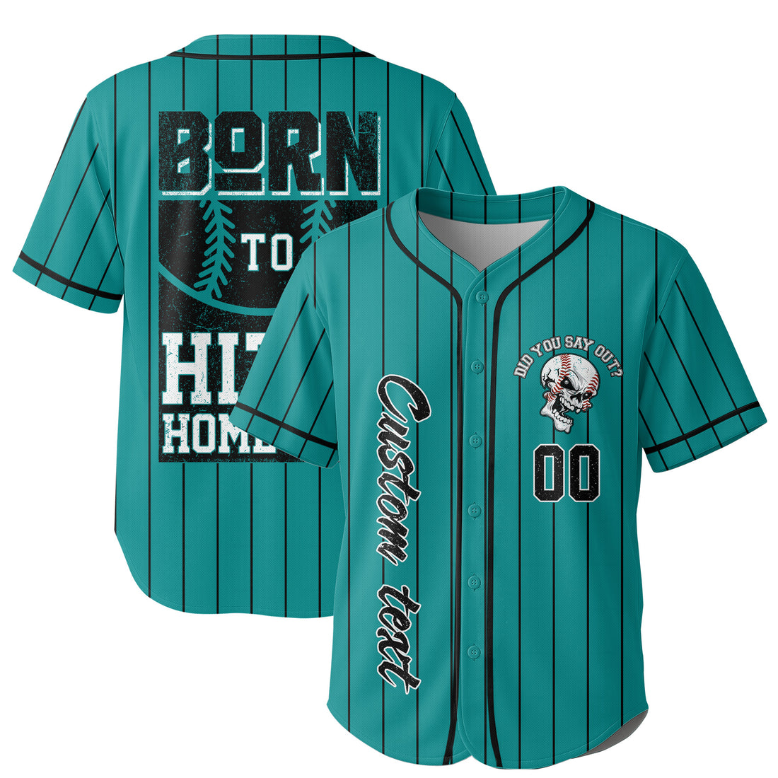Born To Hit A Home Run - Custom Aqua Blue Black Baseball Jersey