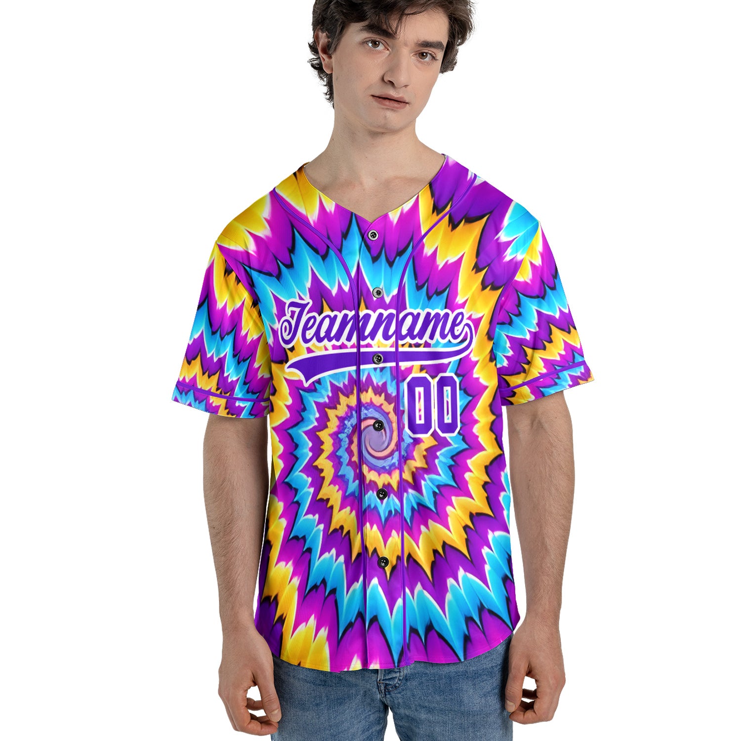 Custom Baseball Jersey – Hypnotic Spiral Background
