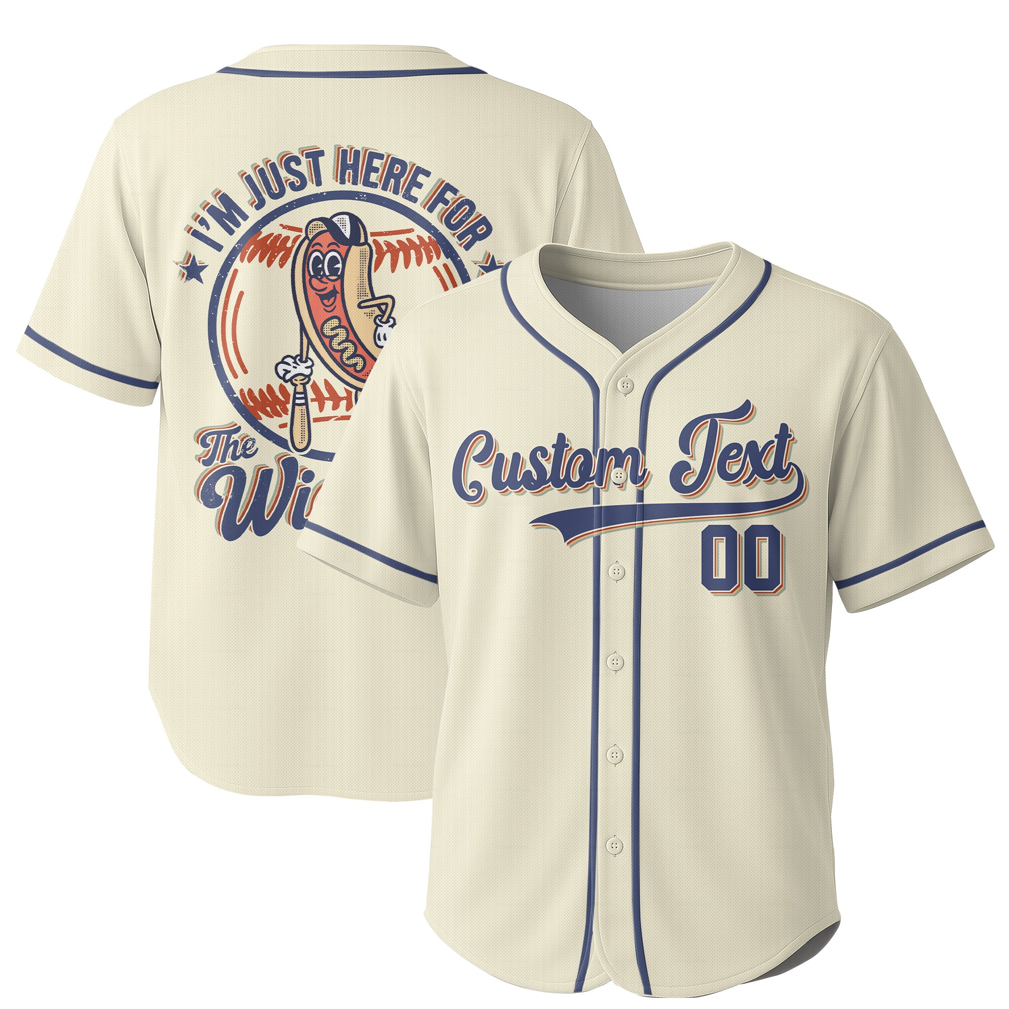 I'm Just Here For The Wiener - Custom Fouth of July Vintage Baseball Jersey