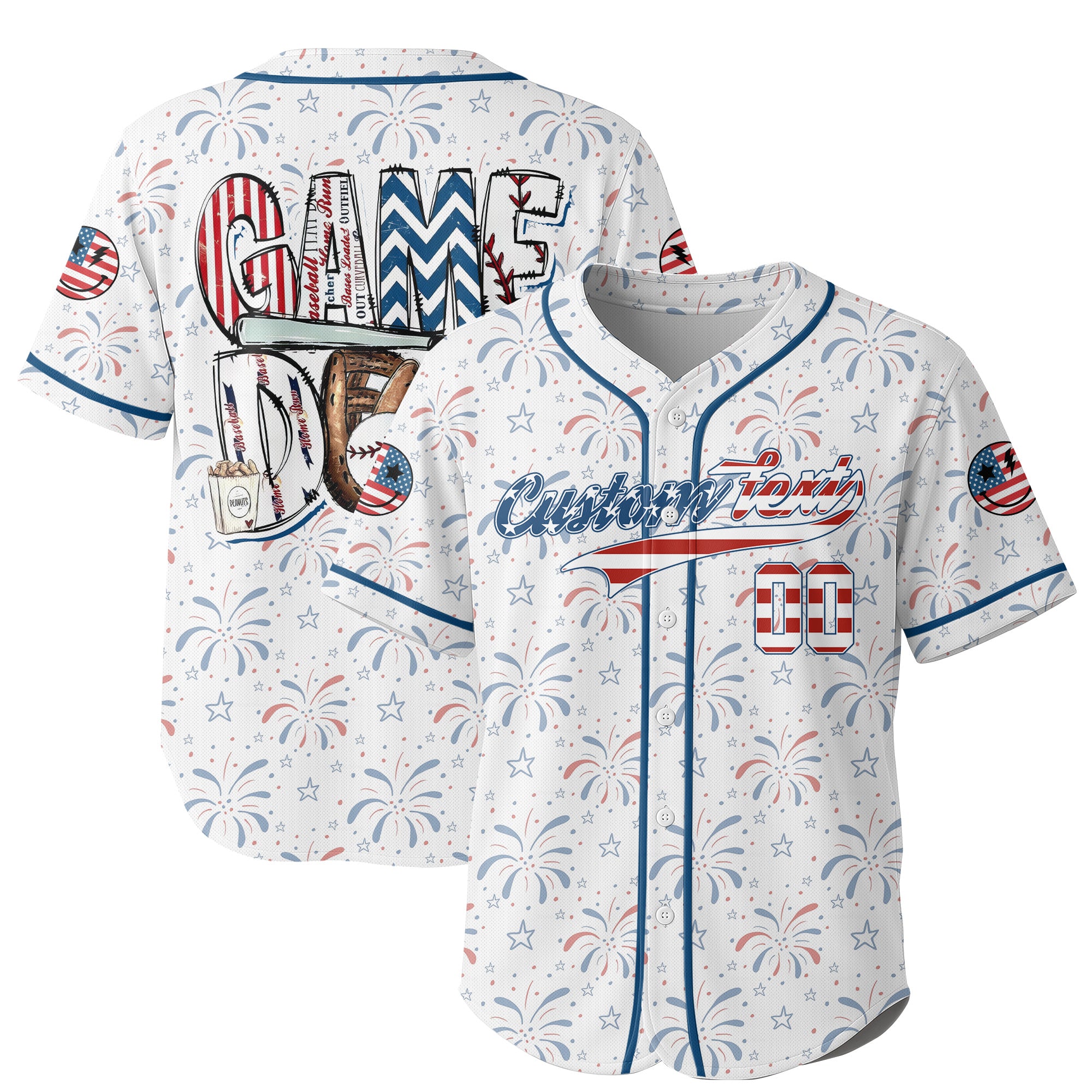 Game Day - Custom Fourth Of July Baseball Jersey