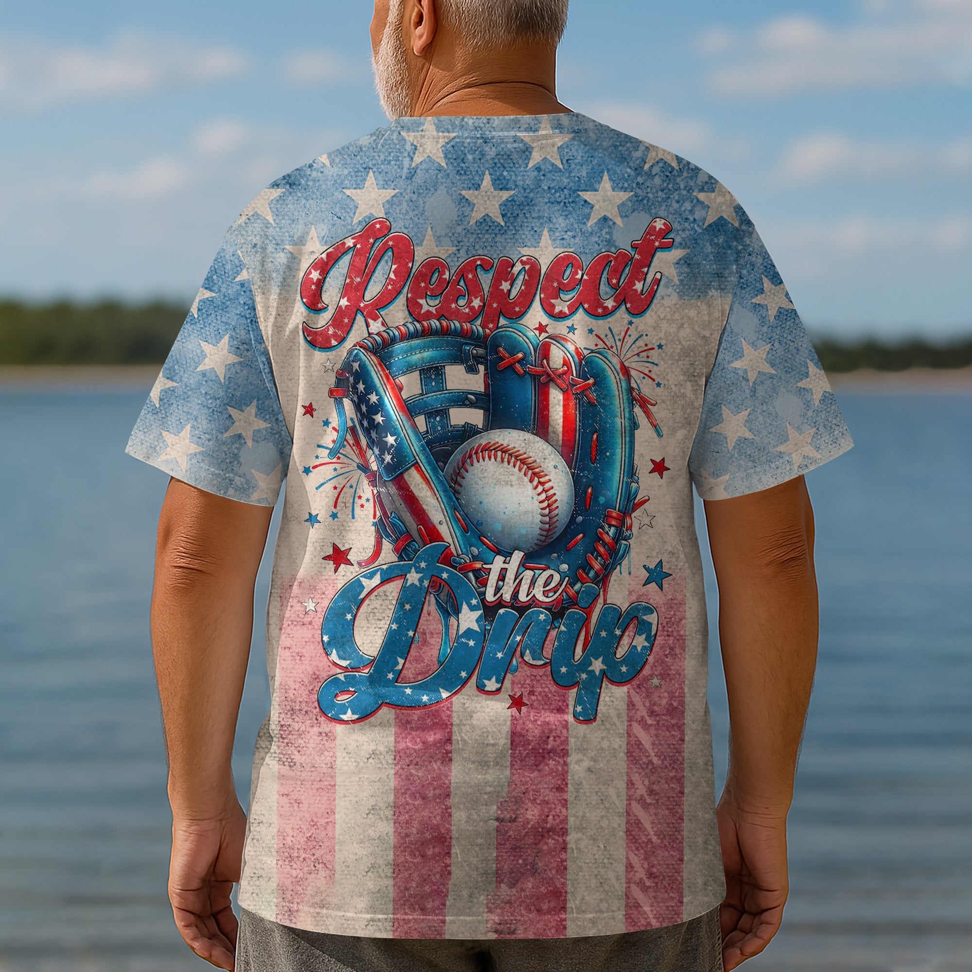 Respect The Drip All Over Print Fourth Of July T-Shirt