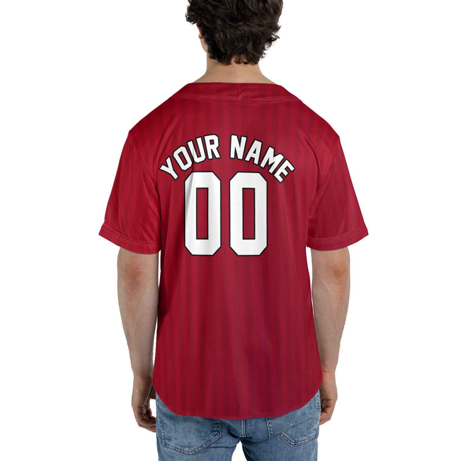 Crimson Pinstripe – Custom Name & Logo Baseball Jersey
