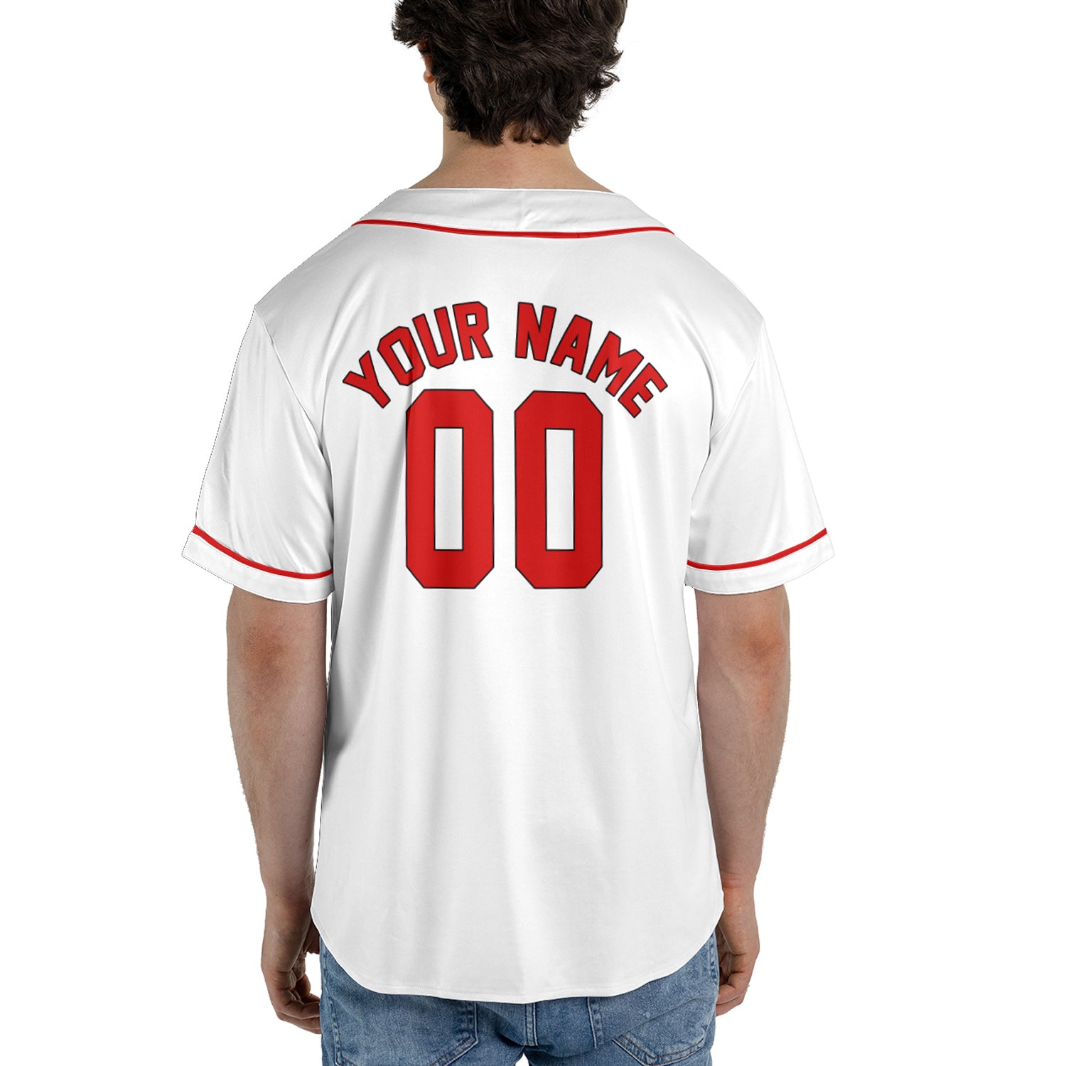 Classic Red Custom Jersey – Your Name & Team Logo on Vintage White
