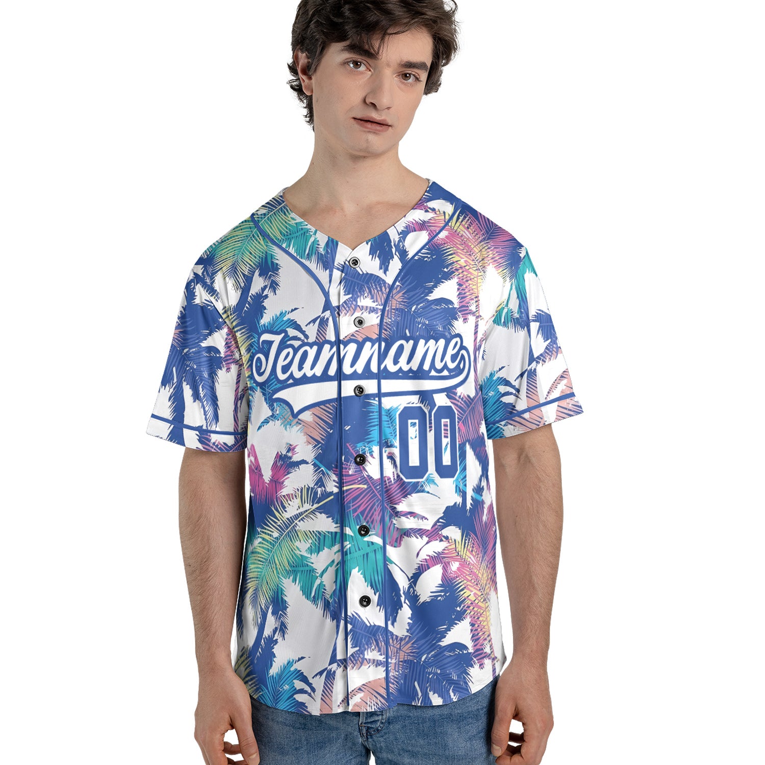 Custom Tropical Palm Baseball Jersey – Sunset Breeze Edition