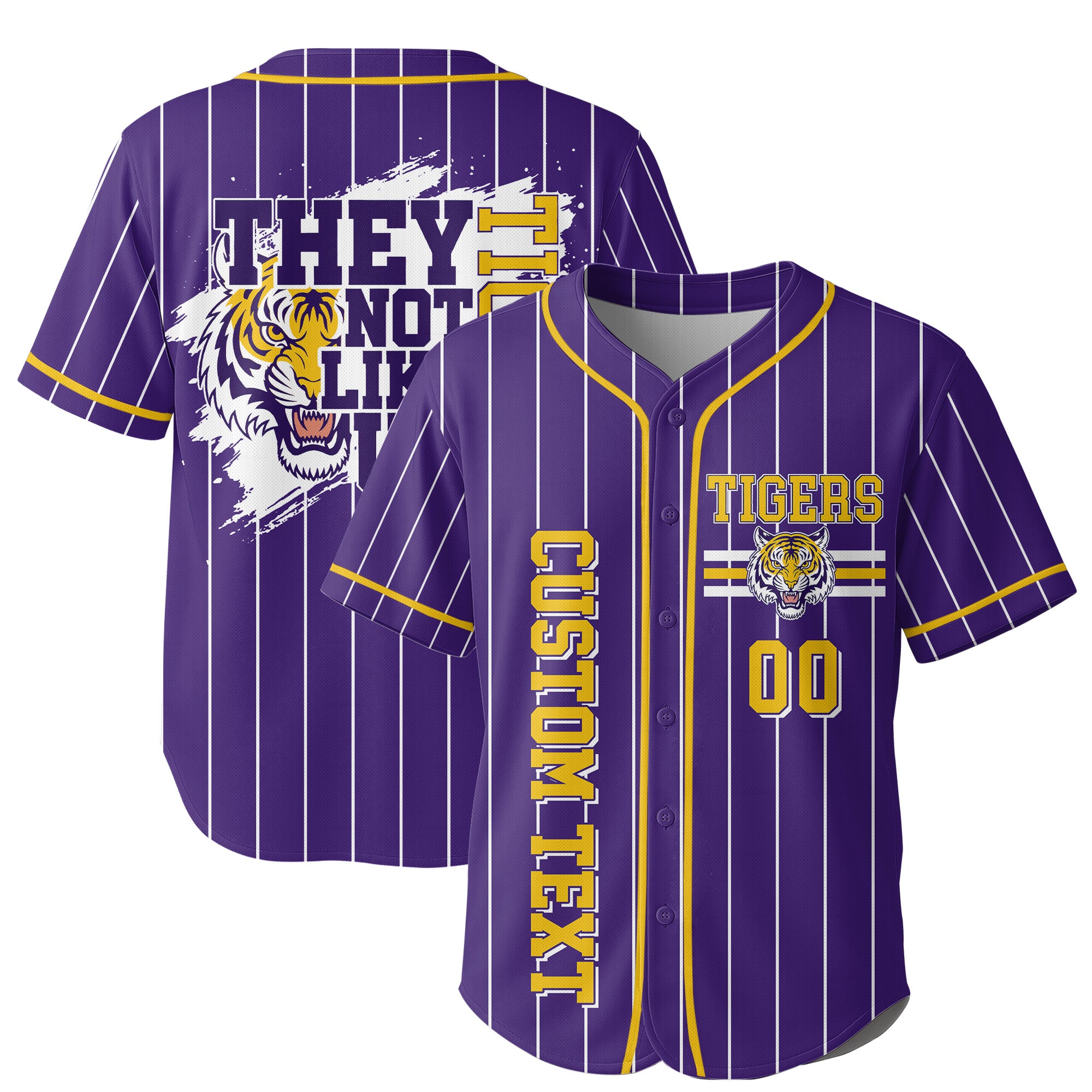 They Not Like Us Tigers - Custom Purple Yellow Baseball Jersey