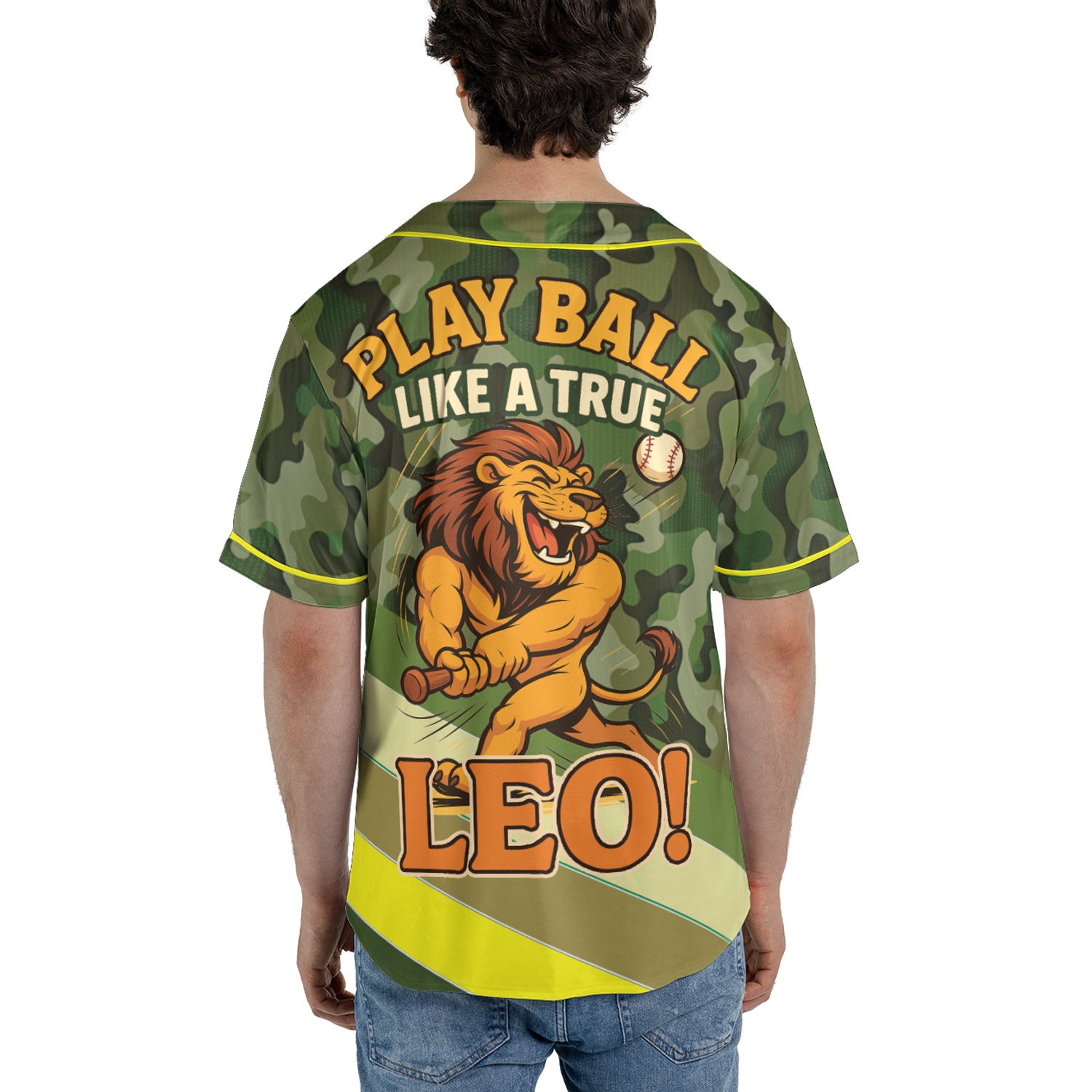 Leo Zodiac Baseball Jersey – Camouflage Wild Roar Edition