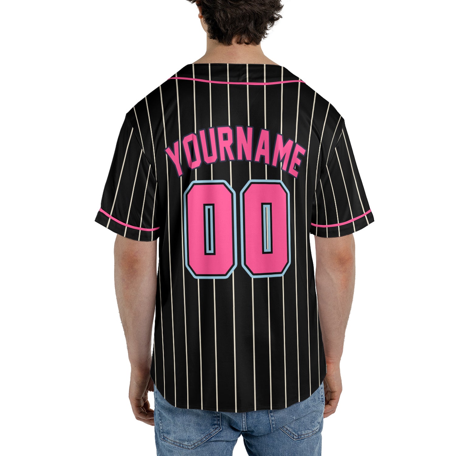 Custom Jersey Baseball - Black with Pink Stripe