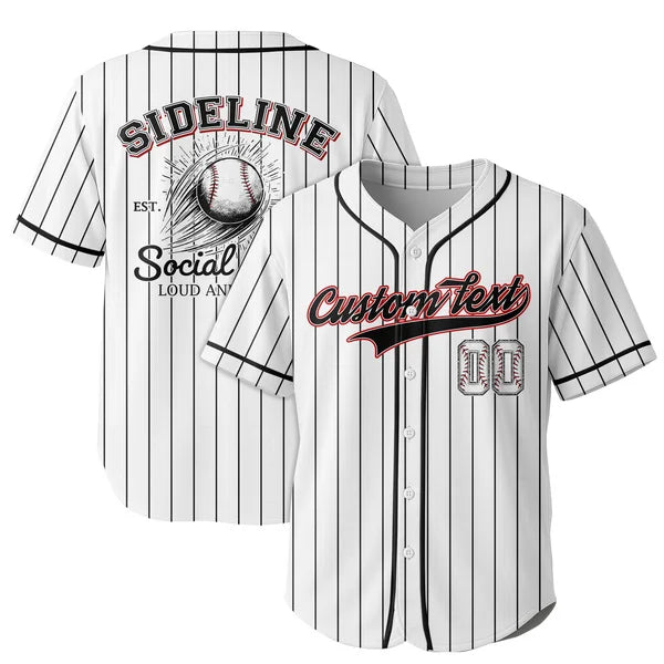 Custom Baseball Jersey - Sideline Social Club Loud And Proud - Custom Text, Number