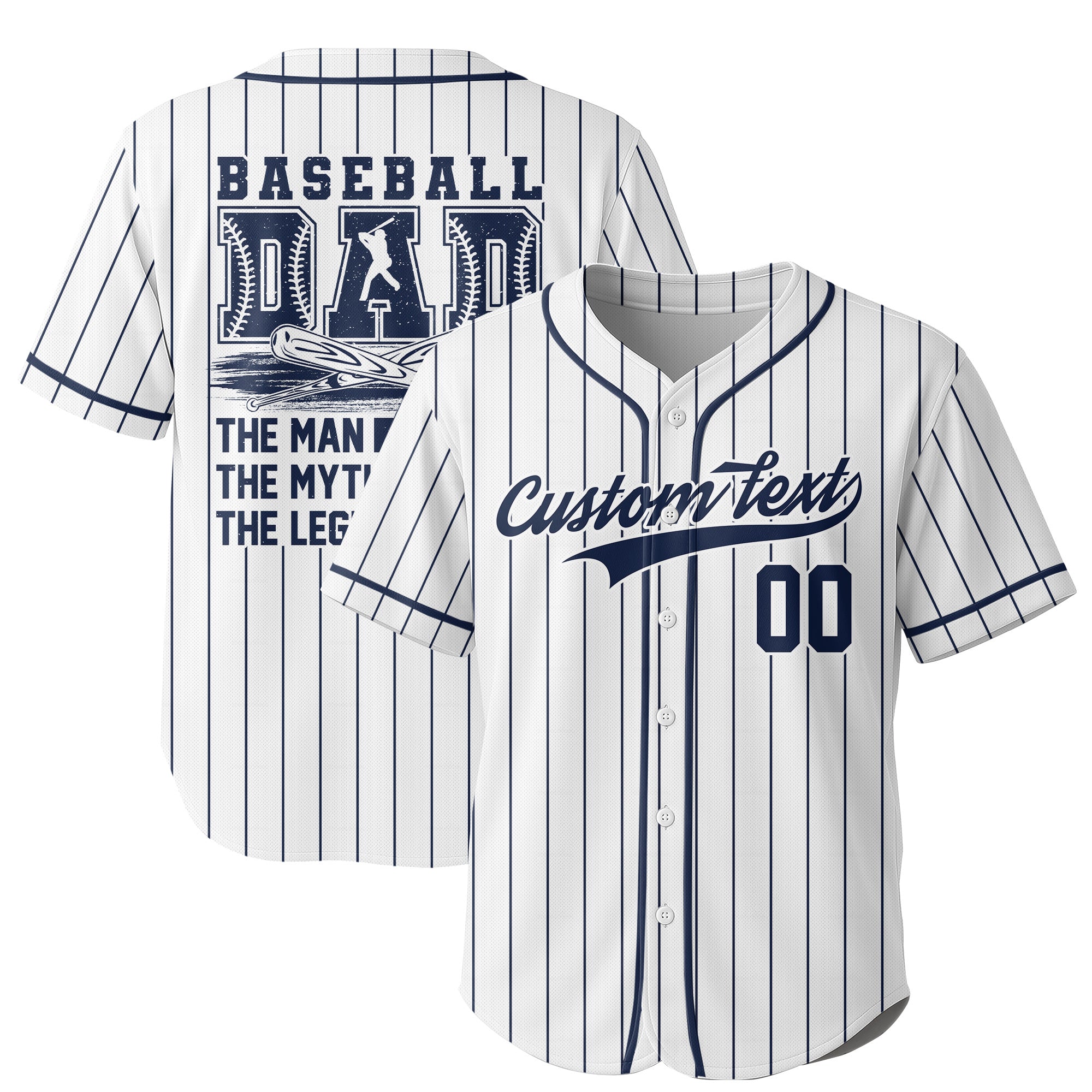 Custom Baseball Jersey - Baseball Dad The Men, The Myth, The Legend - Father's Day Shirt for Baseball Lover, Gift for Husband, New Father