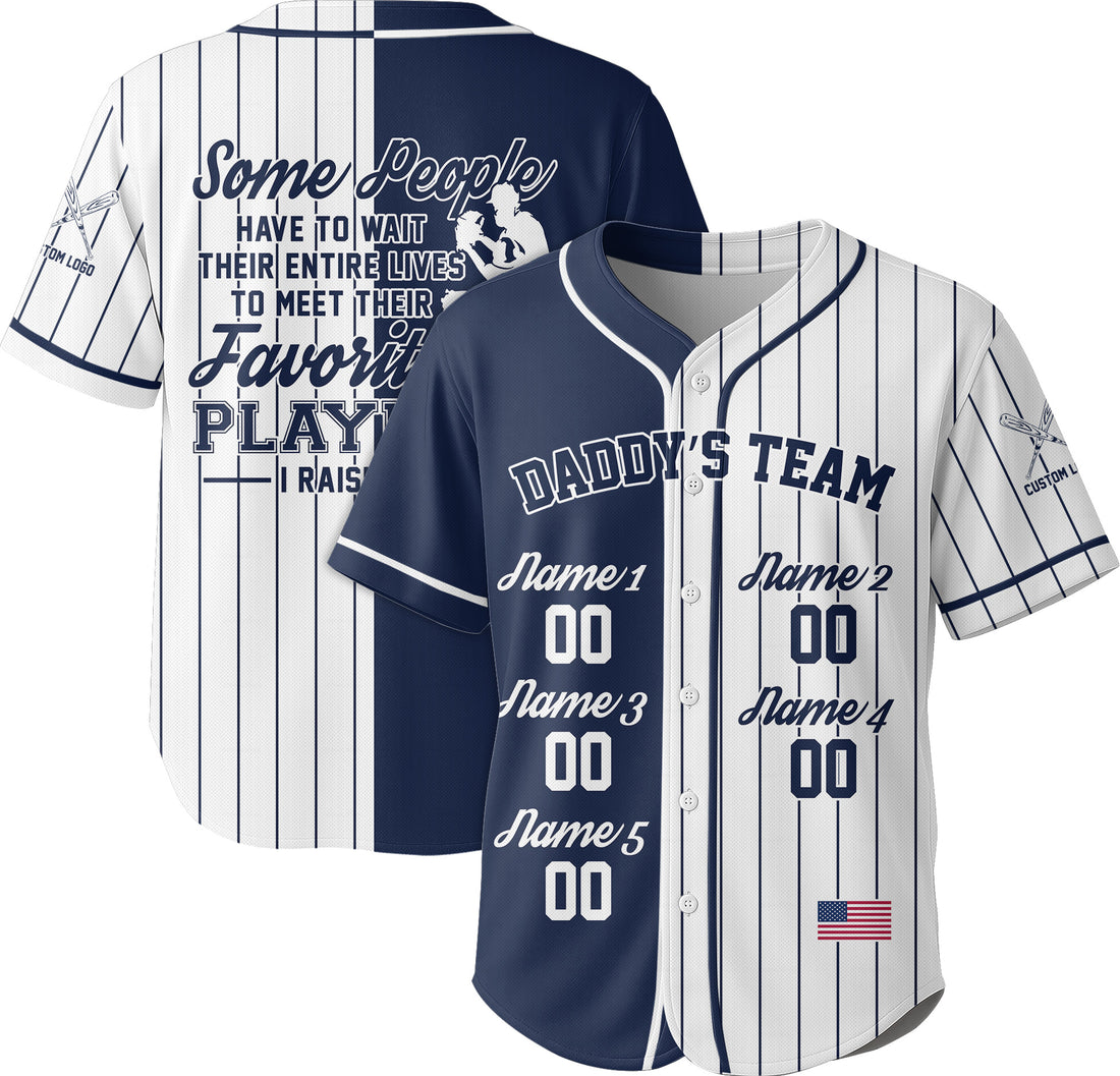 Custom Baseball Dad Jersey with Kids Name -Some People Have to Wait Their Entire Lives -  Father's Day Shirt for Baseball Lover, Gift for Husband, New Father