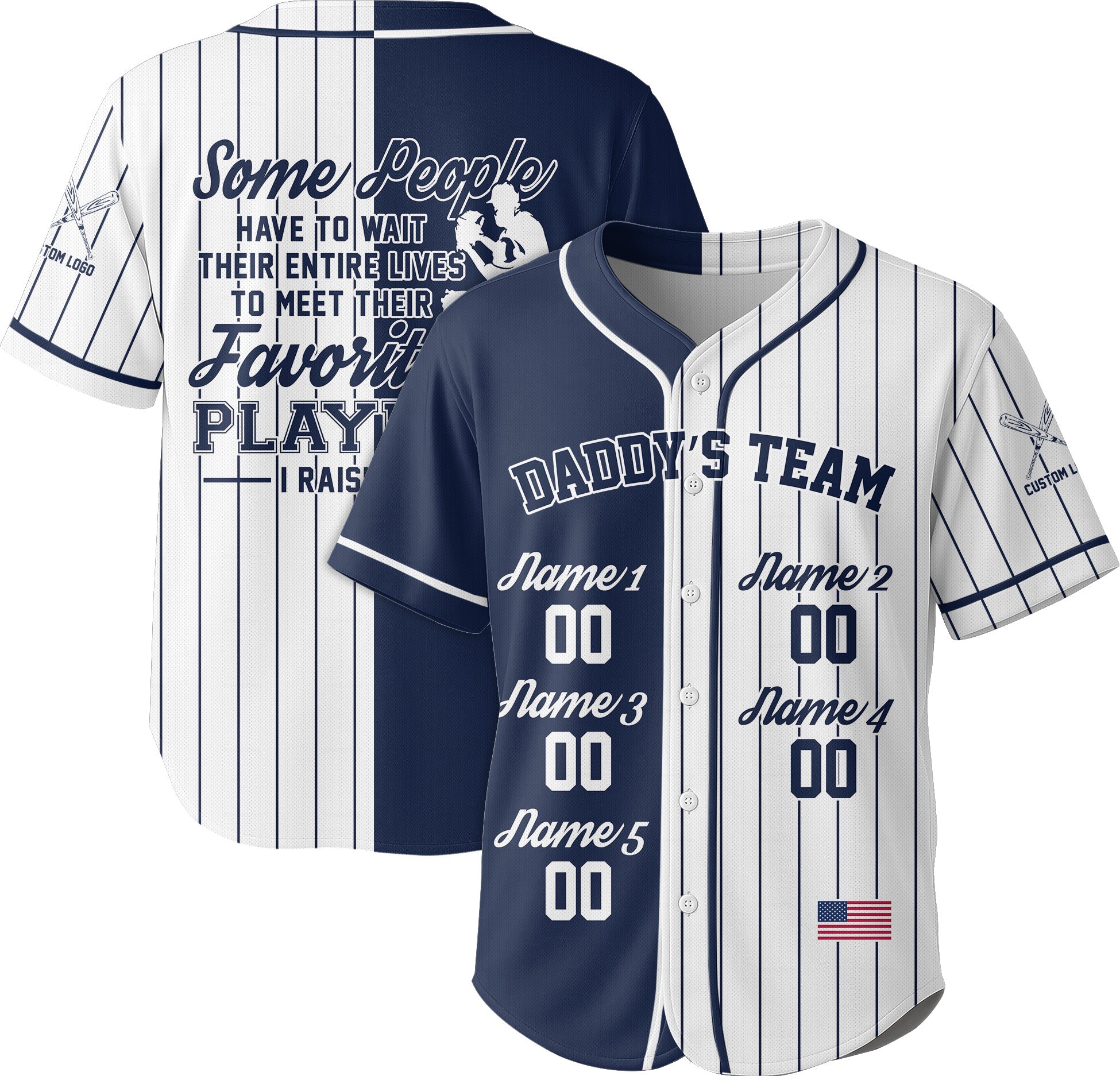 Custom Baseball Dad Jersey with Kids Name -Some People Have to Wait Their Entire Lives -  Father's Day Shirt for Baseball Lover, Gift for Husband, New Father