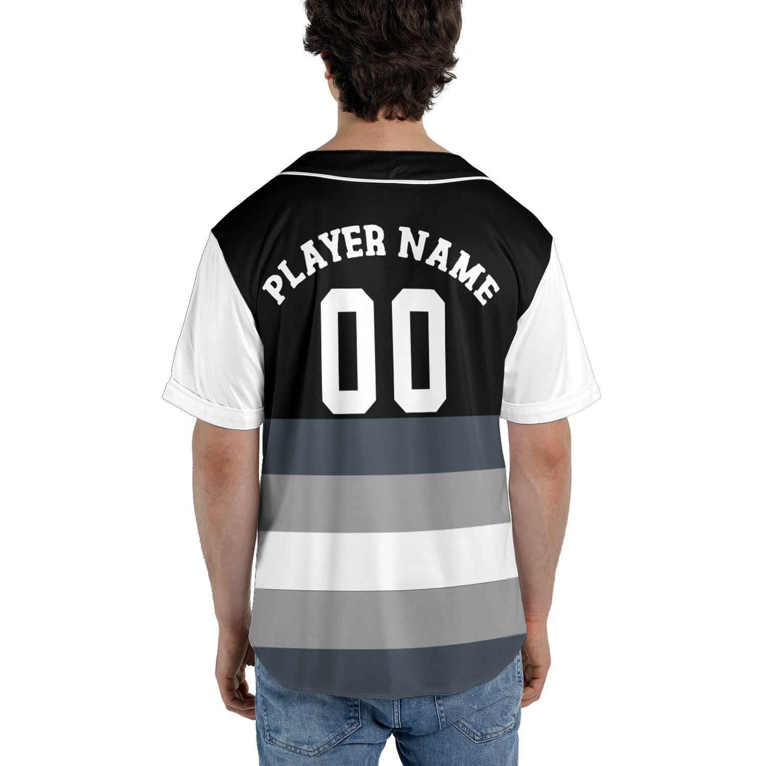 Custom Ice Grey-Black Gradient Baseball Jersey