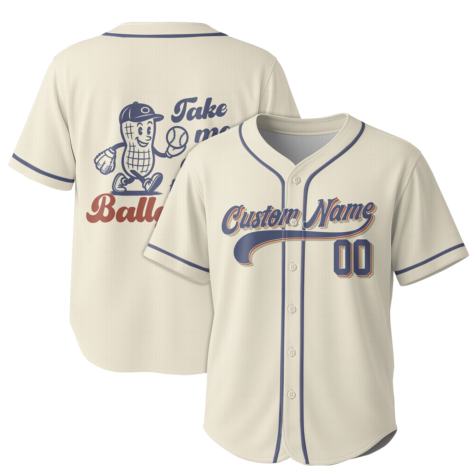 Custom Name Custom Number - Cream Retro Take Me Out To The Ball Game - Basbeall Jersey Lovers