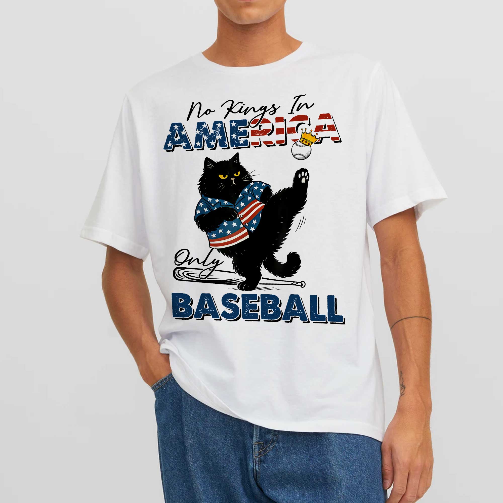 No Kings In America, Only Baseball Funny Baseball Meme T-Shirt, Patriotic Shirt, Baseball Liberty Shirt, Social Justice Shirt