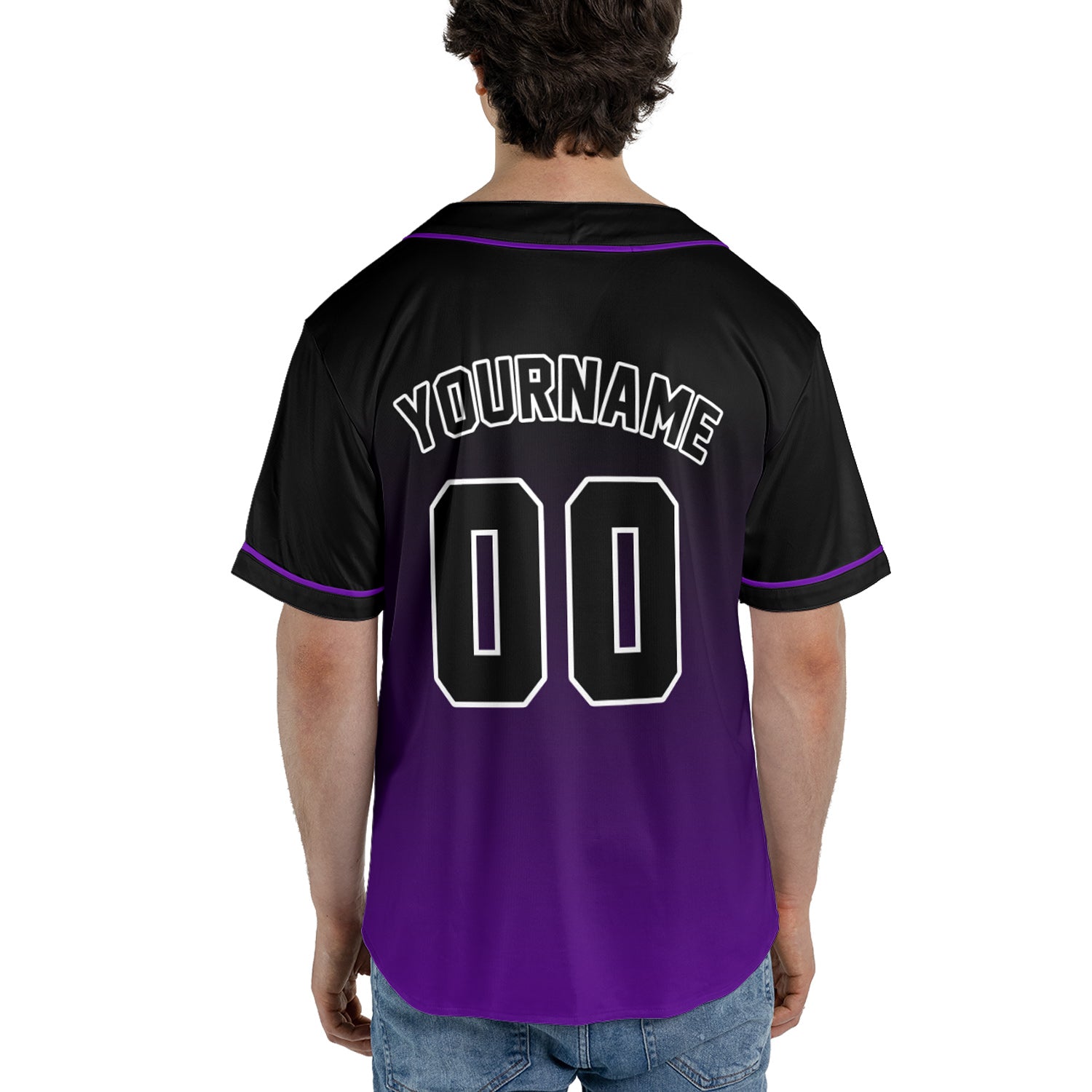 Custom Baseball Jersey – Gradient Black to Purple