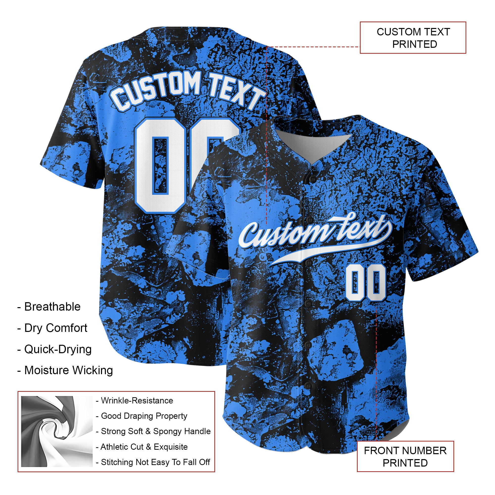 Custom Moss Rock Growth 3D Pattern Baseball Jersey