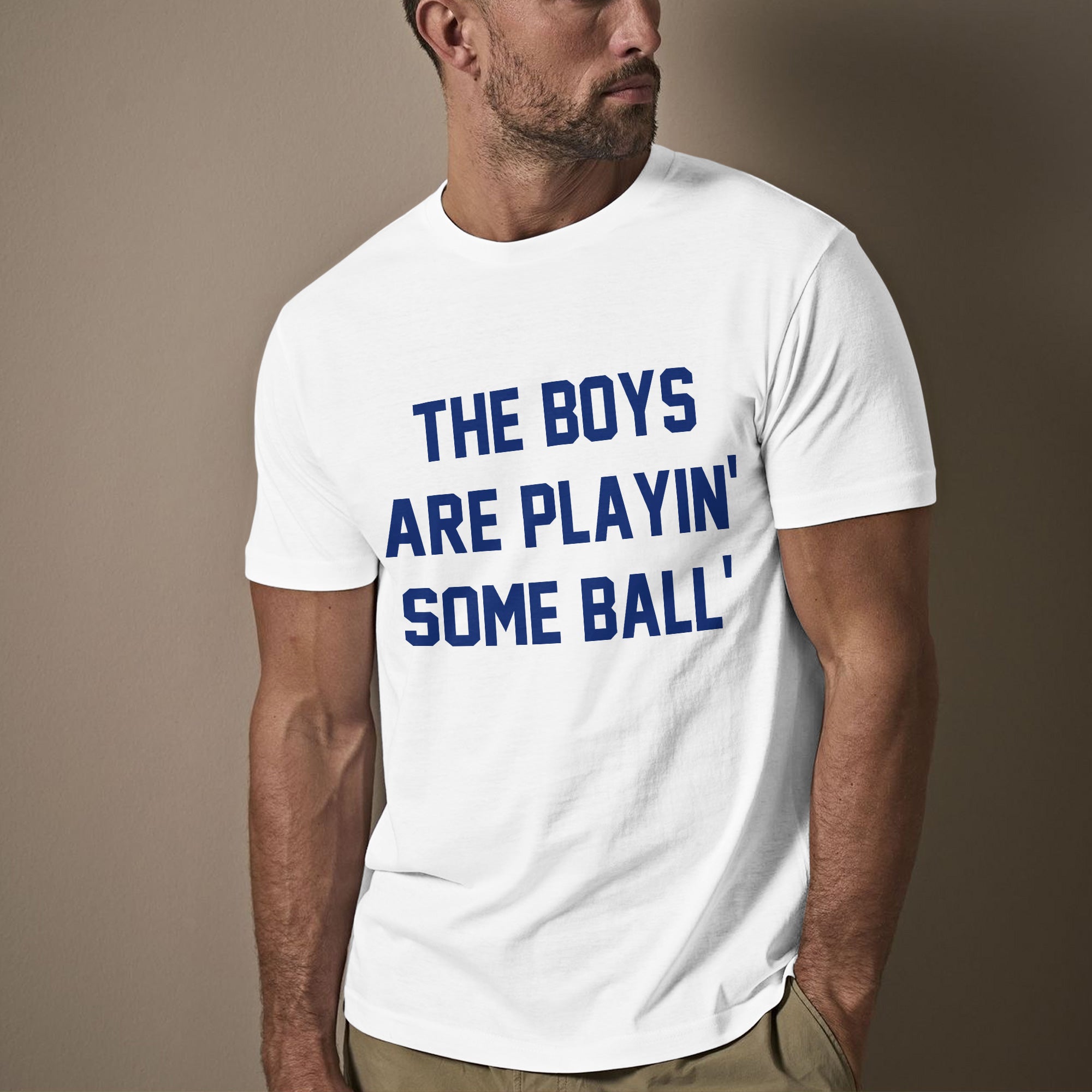 The Boys Are Playing Baseball White Royal Blue T-Shirt