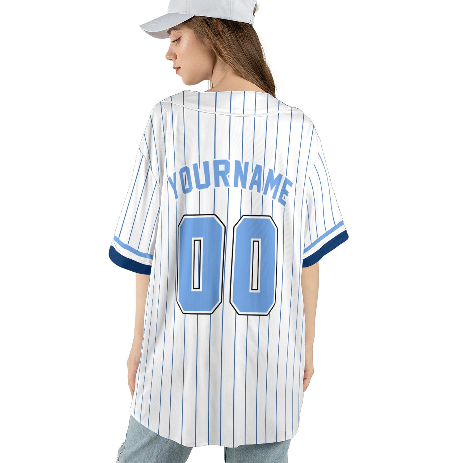 Custom Classic Pinstripe Baseball Jersey – Blue Ice Edition