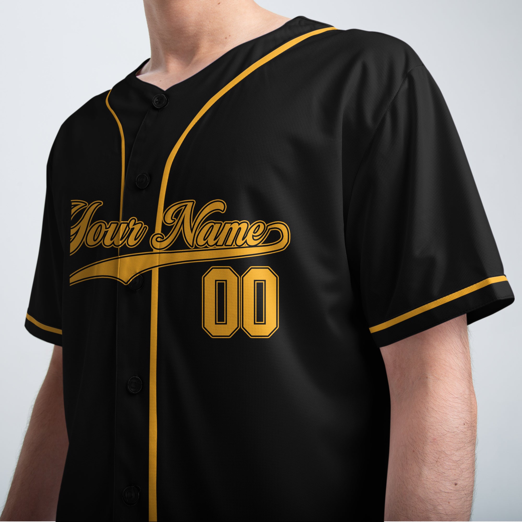 Never Let The Fear Of Striking Out Get In Your Way - Custom Black Gold Baseball Jersey