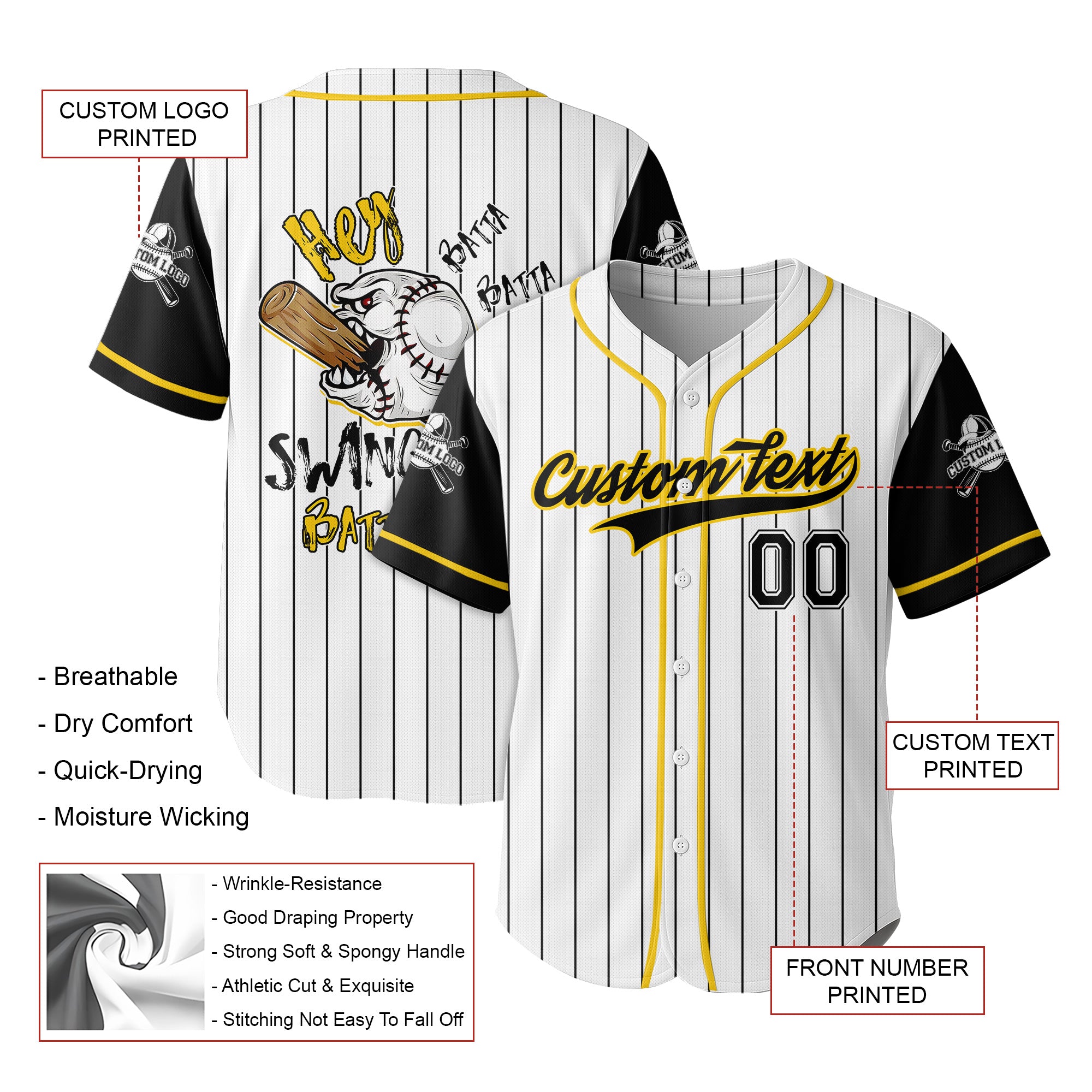 Custom Baseball Jersey - Funny Hey Batter Batter Swing - Baseball Jersey - Baseball Lovers Clothings