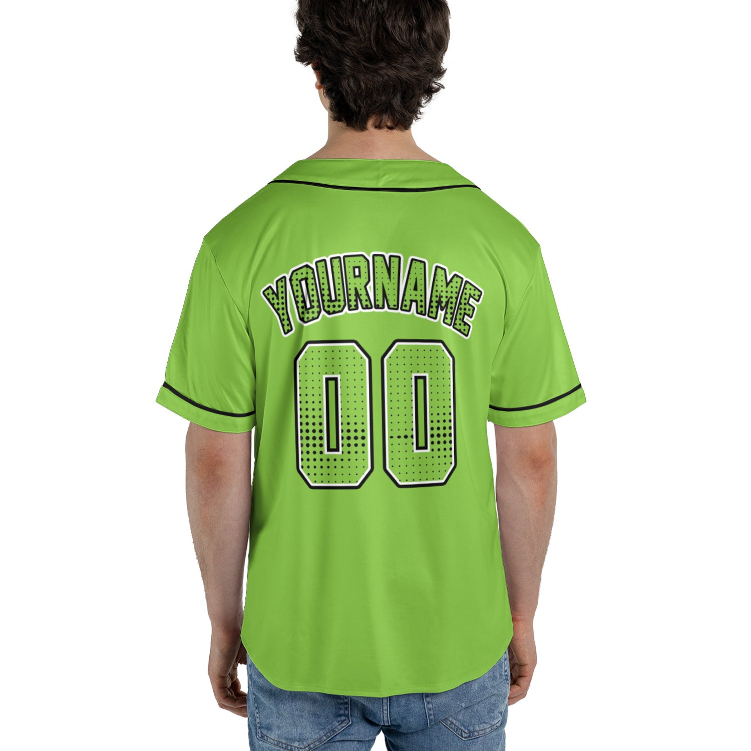 Custom Baseball Jersey – Neon Lime Pop Background