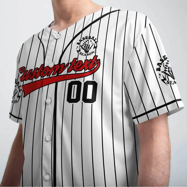 Custom Baseball Season Jersey - Custom name, number - Baseball Lover - Custom White Black Pinstripe