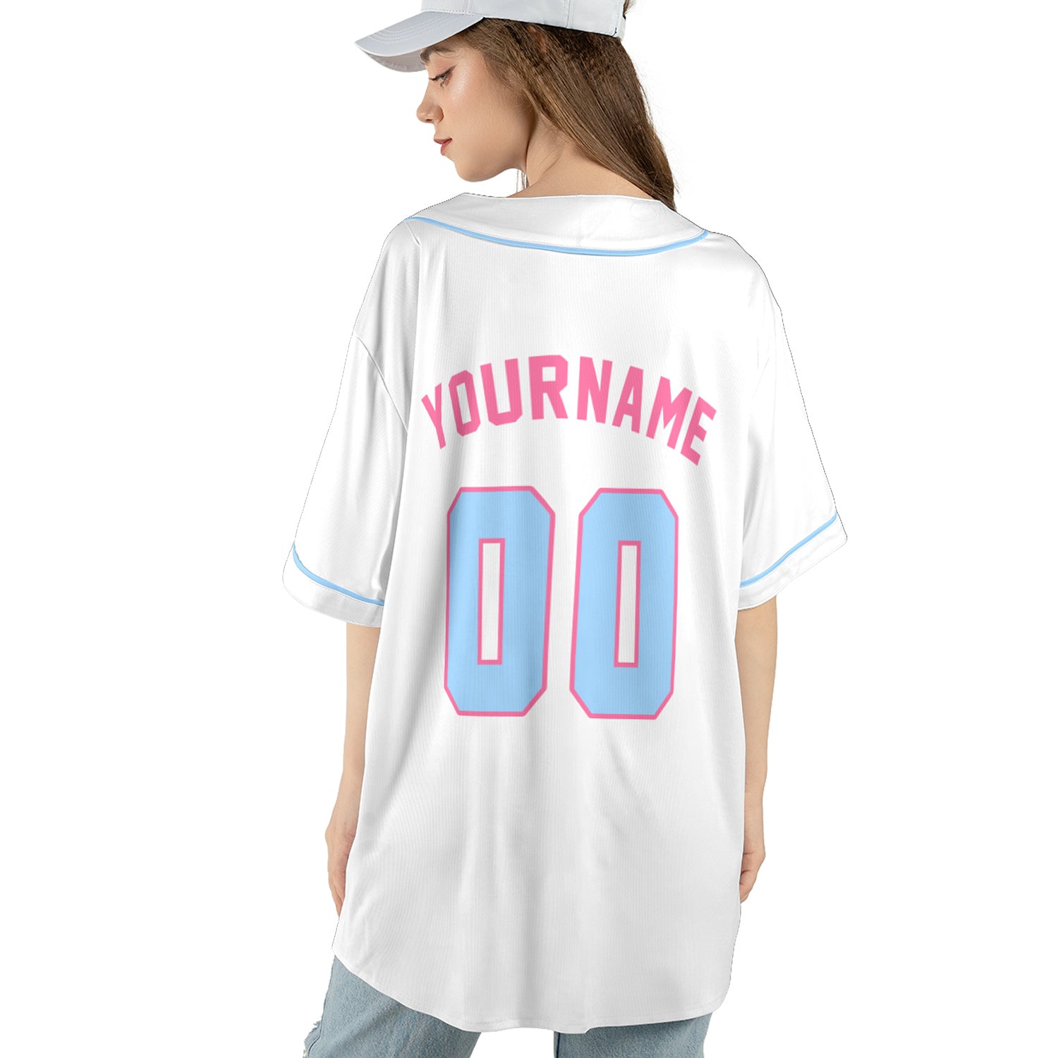 Baseball Jersey – Candy Cool – White & Pastel Pink/Blue