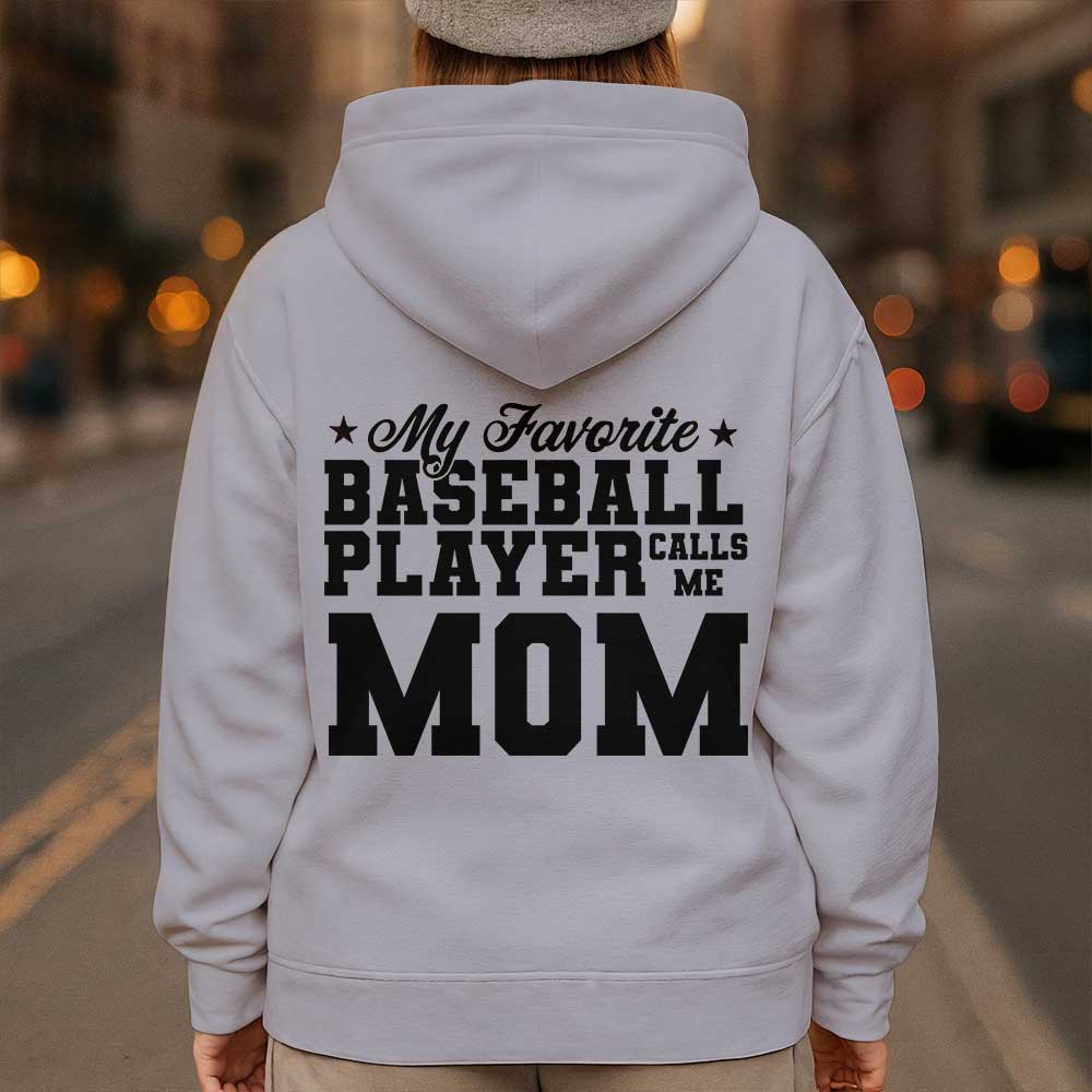 My Favorite Baseball Player Calls Me Mom - All Over Print Baseball Hoodie