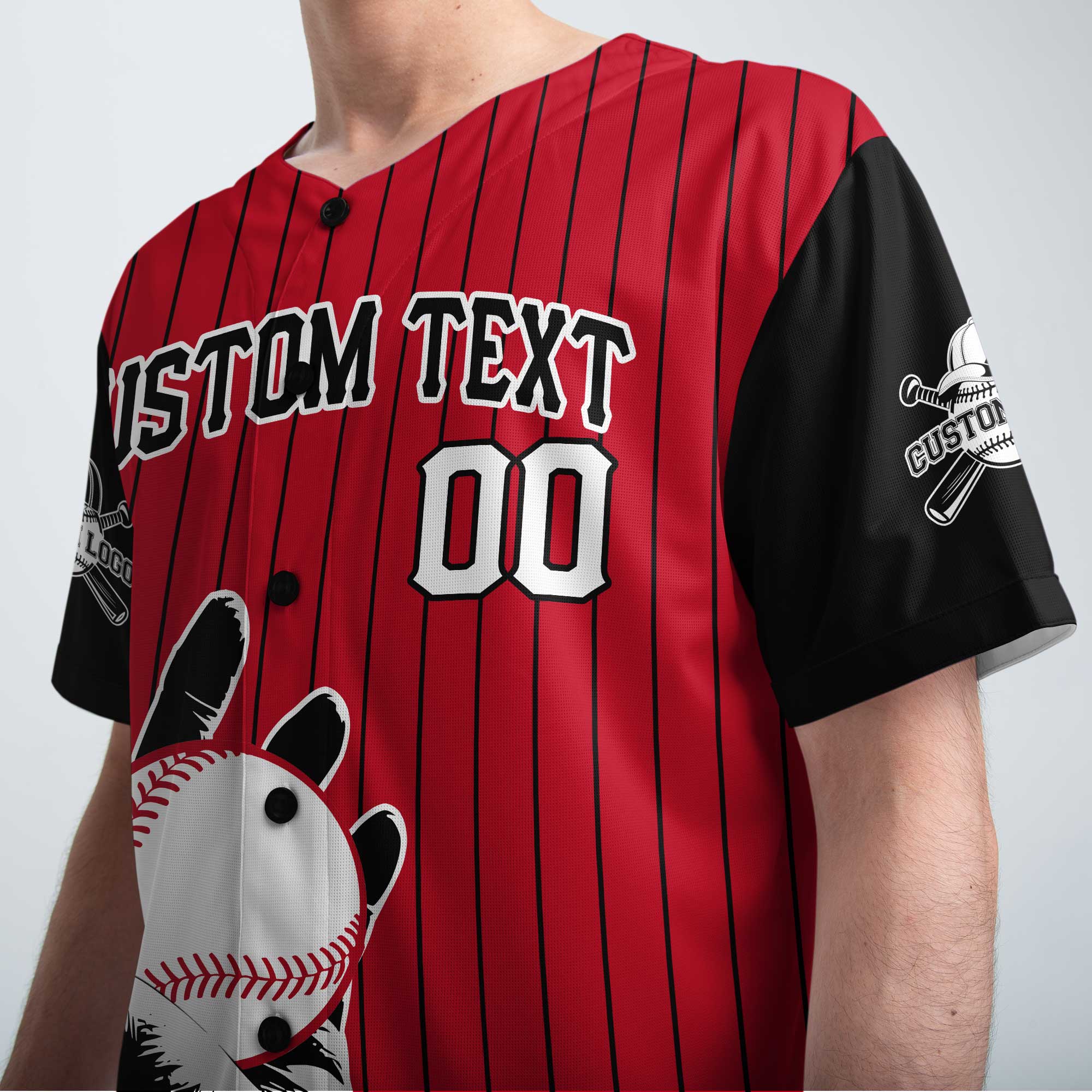 Custom Red and Black Pinstripes Baseball Jersey - God Got Me