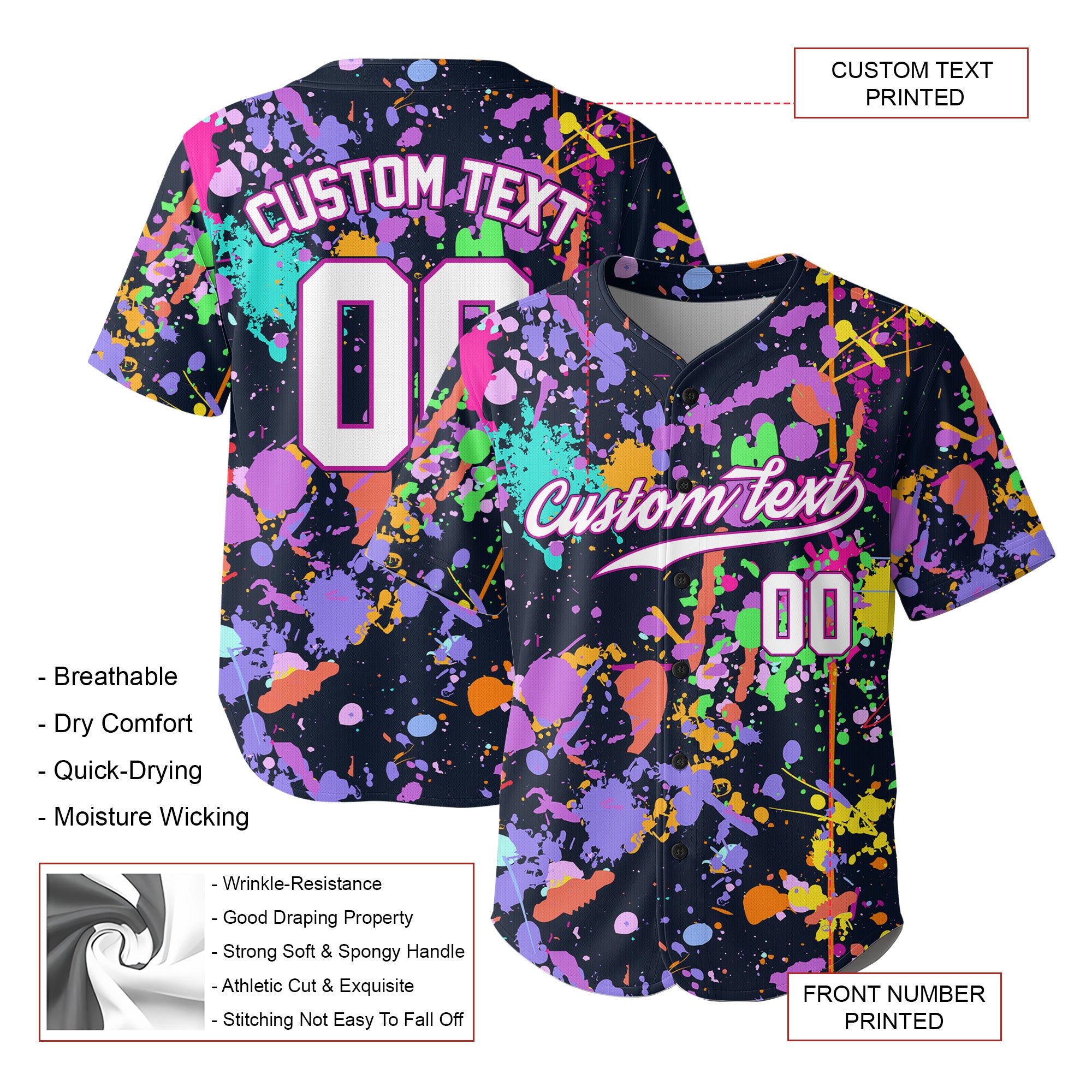 Custom Splashes Graffiti Painting Baseball Jersey