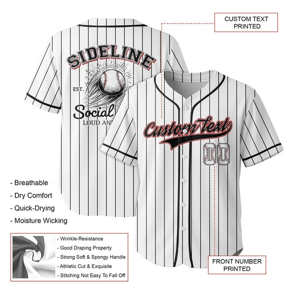 Custom Baseball Jersey - Sideline Social Club Loud And Proud - Custom Text, Number