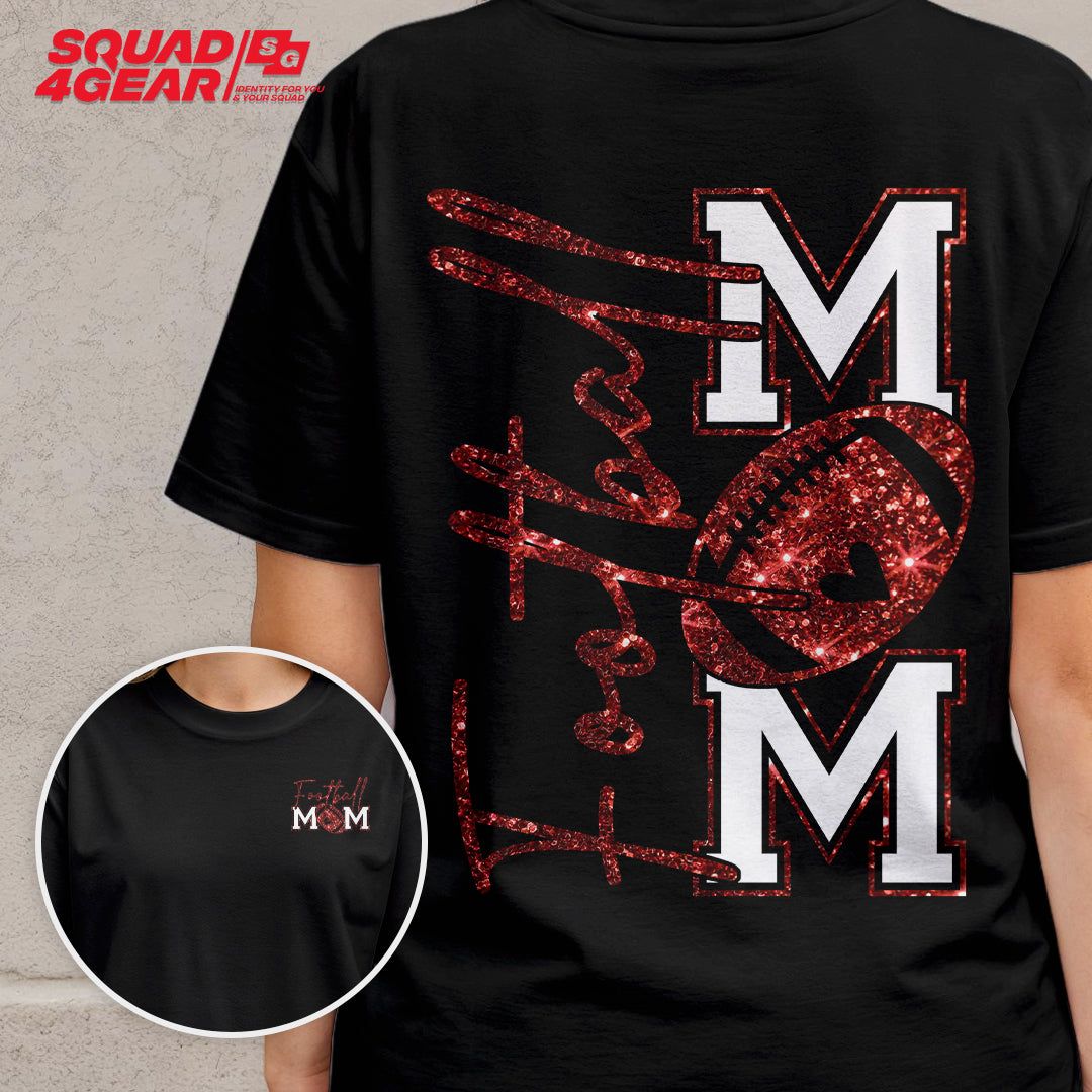 Glitter Football Mom - Black and White Tshirt for Football Season