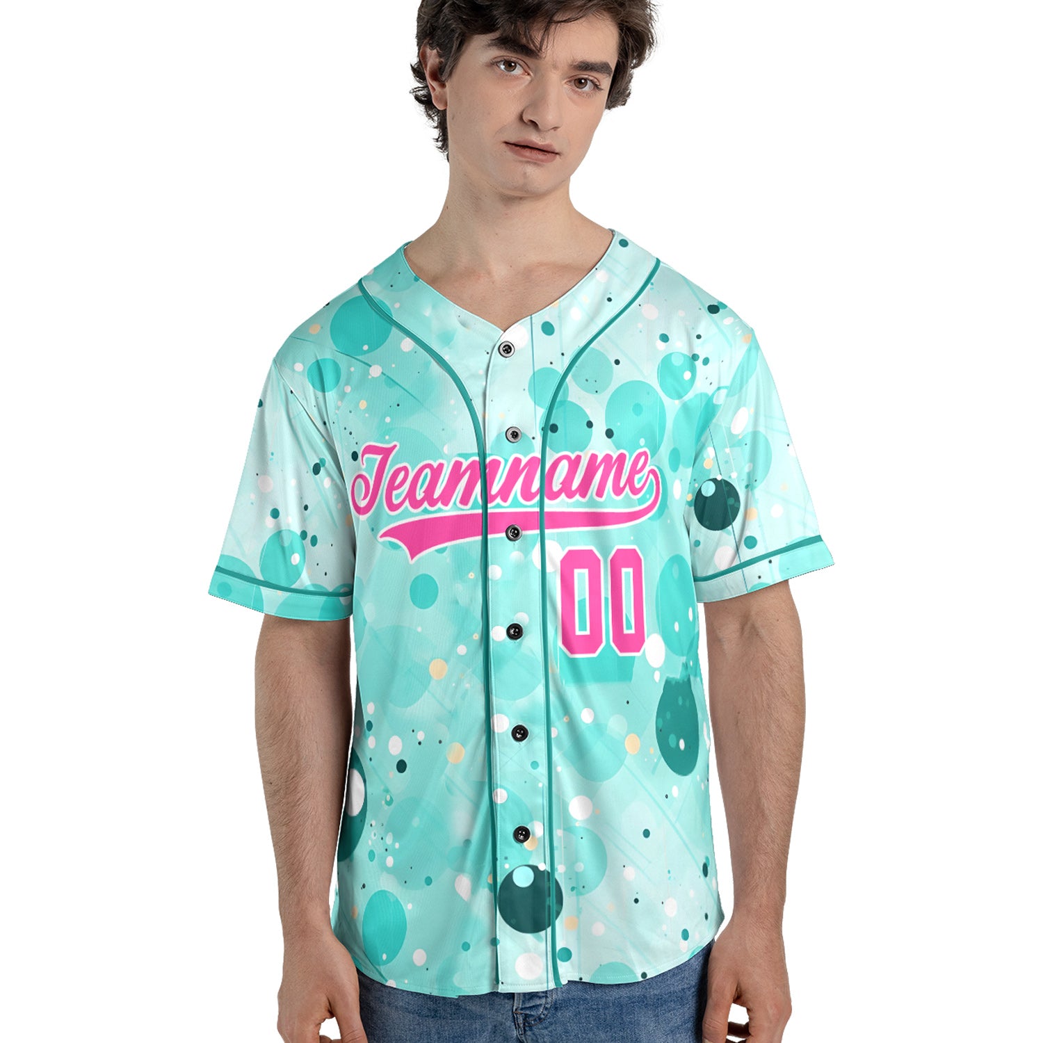 Custom Baseball Jersey – Aqua Bubble Pop
