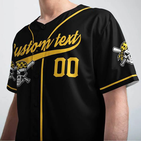 Custom Black Yellow Baseball Custom Name, Custom Number Jersey