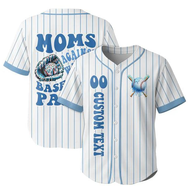 Custom Moms Against White Baseball Pants - Baseball Jersey - Baseball Jersey for Mom