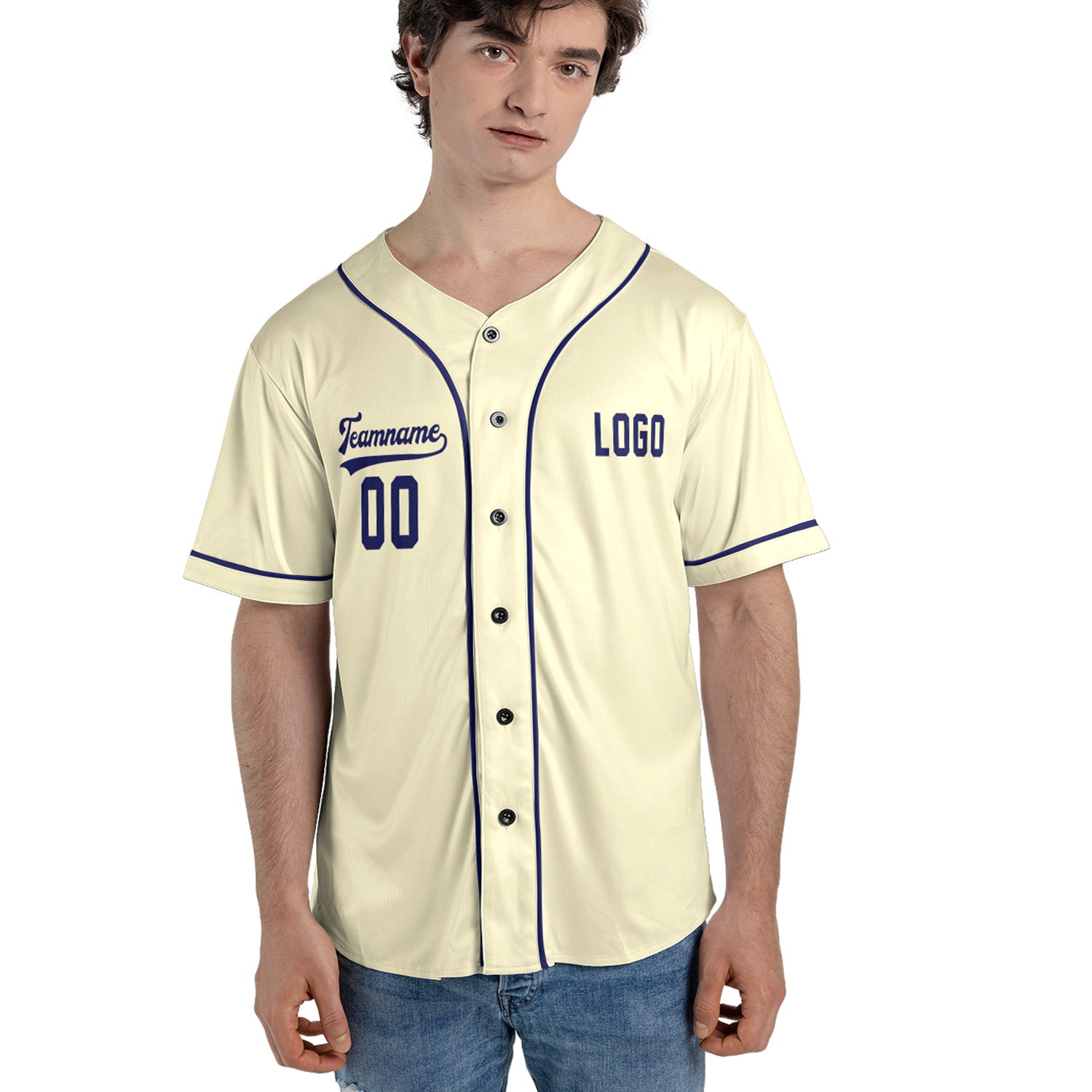 Vintage Cream Custom Jersey – Personalized Name & Team Logo