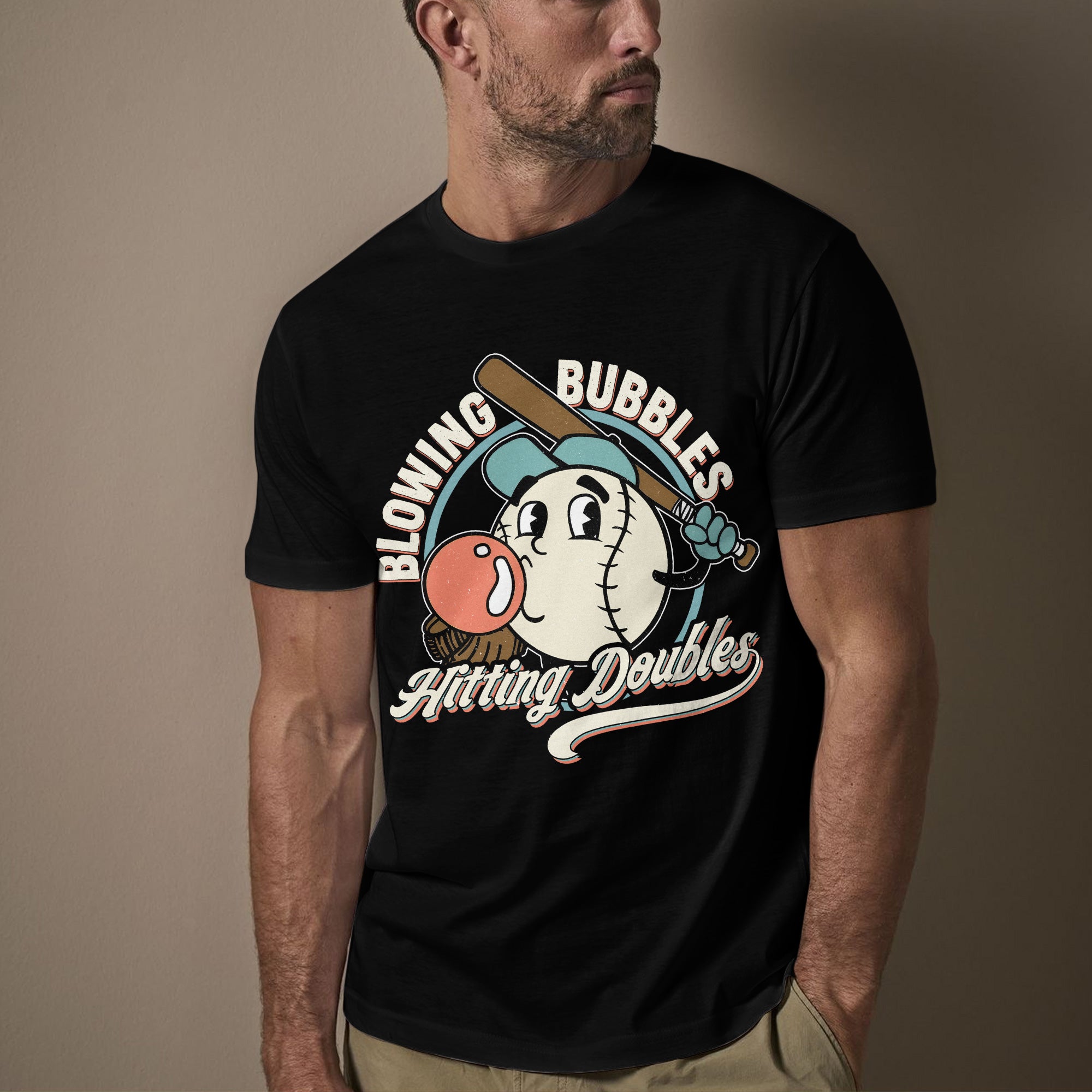 Blowing Bubbles Hitting Doubles Baseball T-Shirt