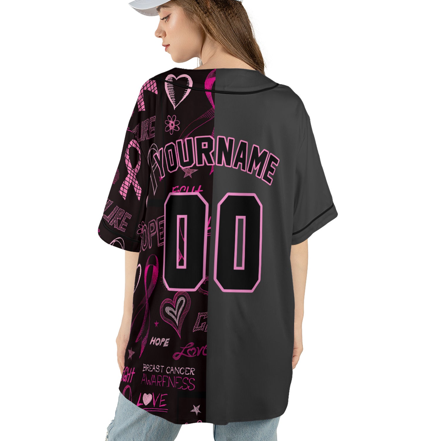 Custom Breast Cancer Awareness Baseball Jersey – Hope & Fight Edition