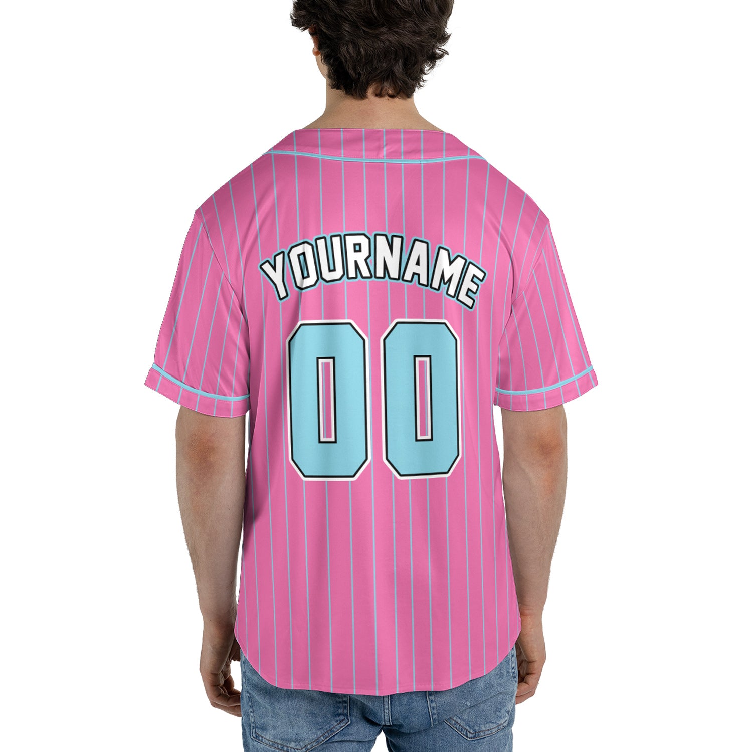 Pink Pinstripe Baseball Jersey – Cotton Candy Aqua Edition
