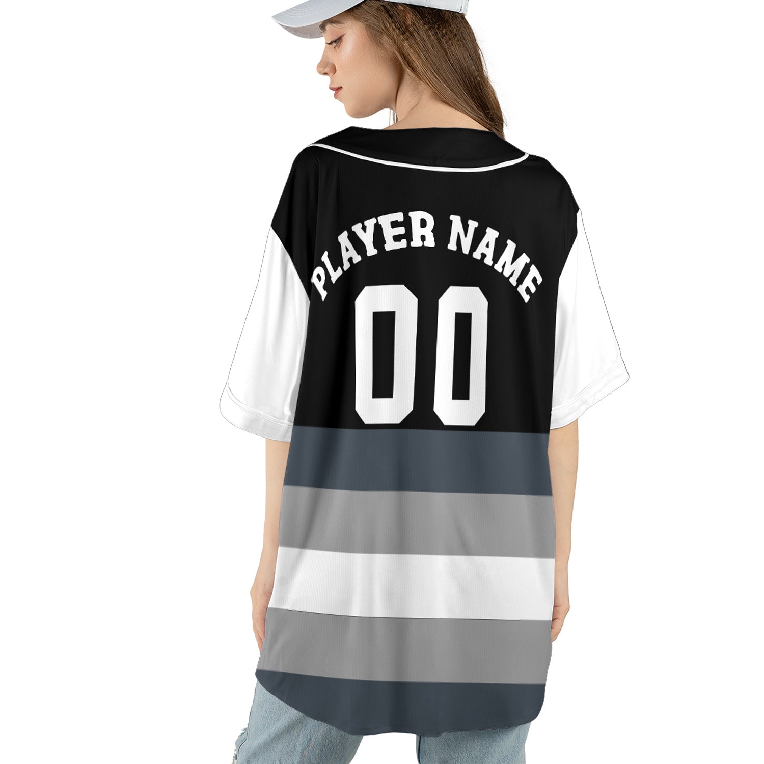 Custom Ice Grey-Black Gradient Baseball Jersey